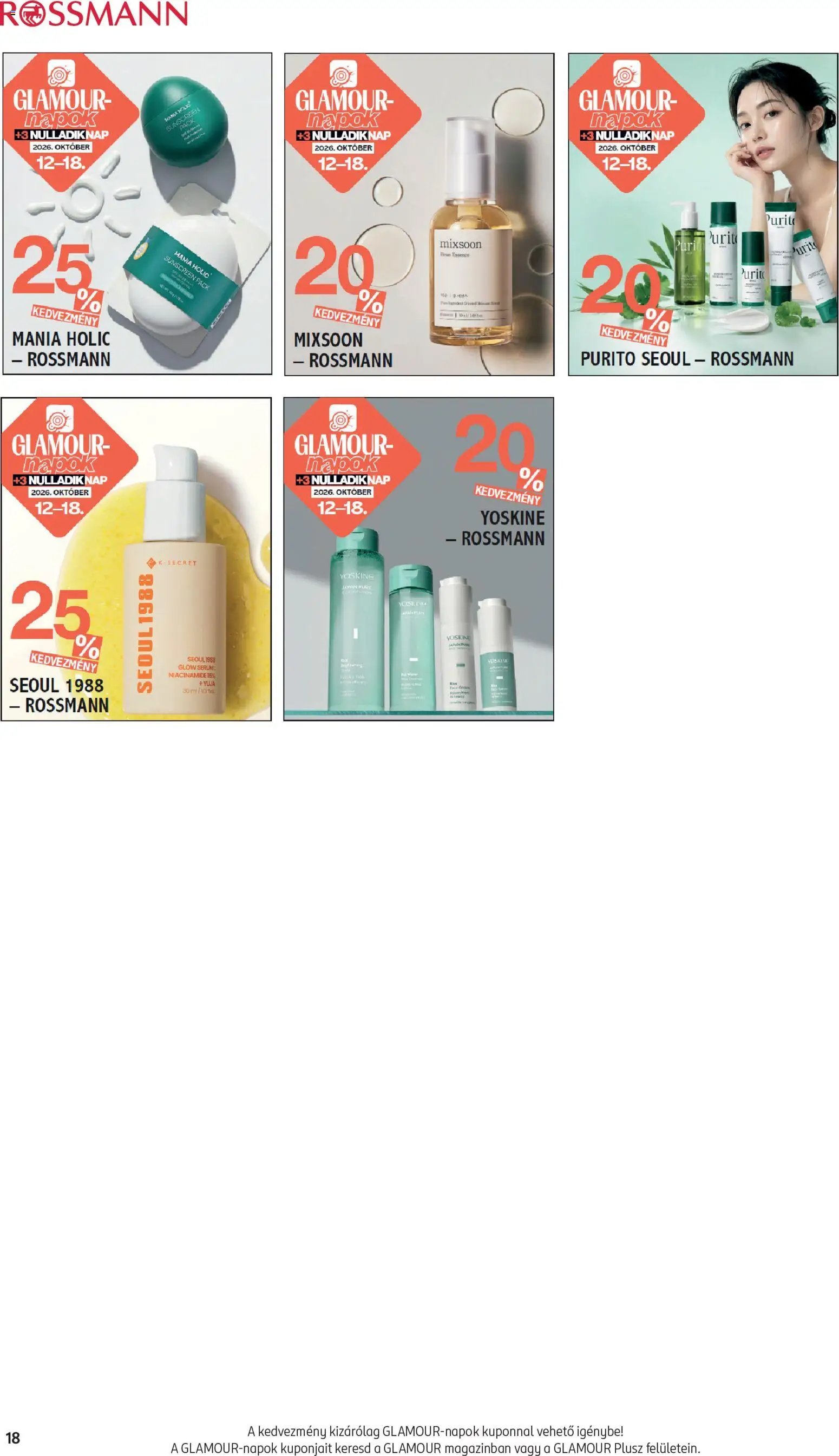Rossmann akciós újság Glamour-napok 2026.10.12. - lapozható formában szórólap ✳️