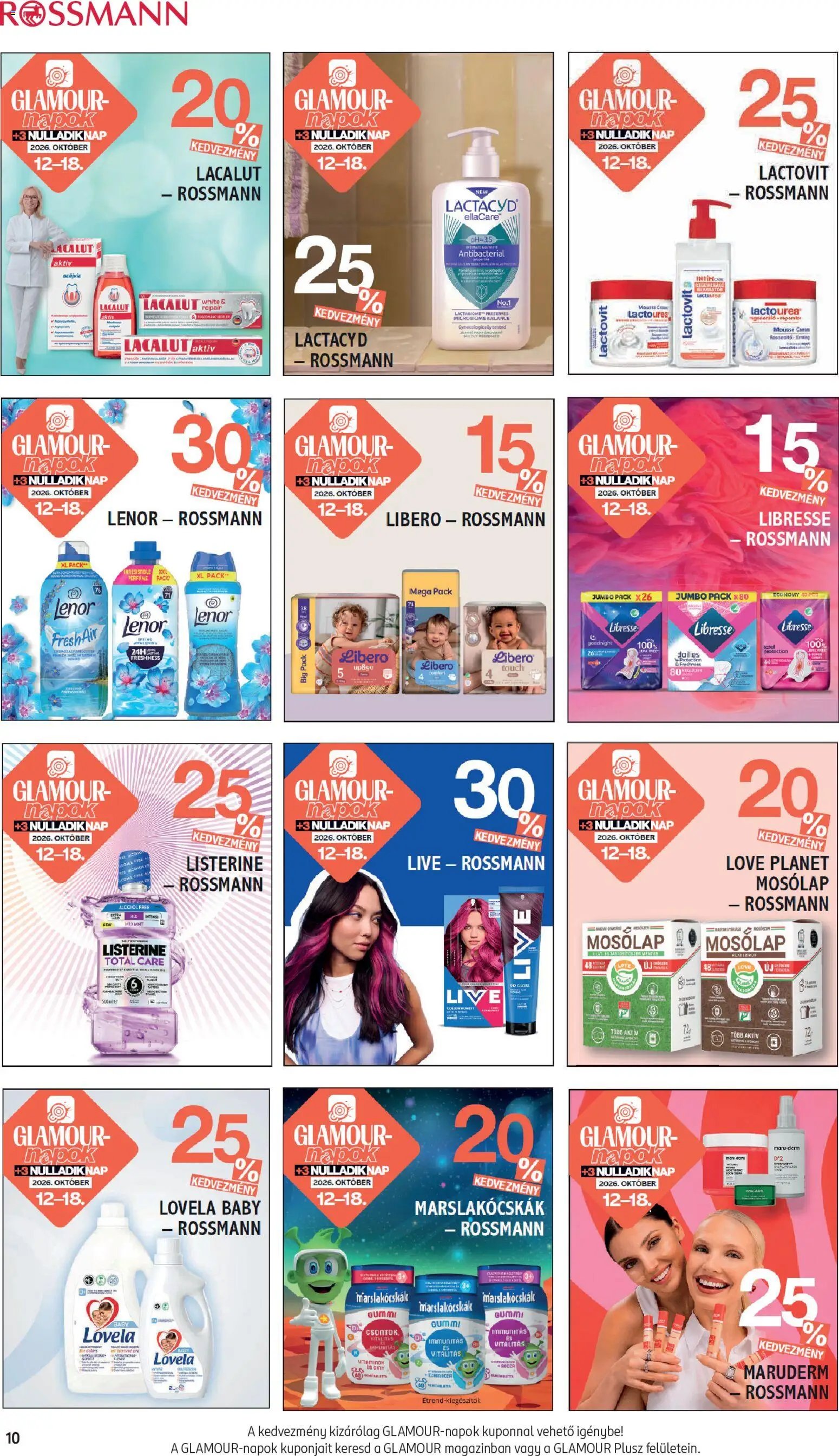 Rossmann akciós újság Glamour-napok 2026.10.12. - lapozható formában szórólap ✳️