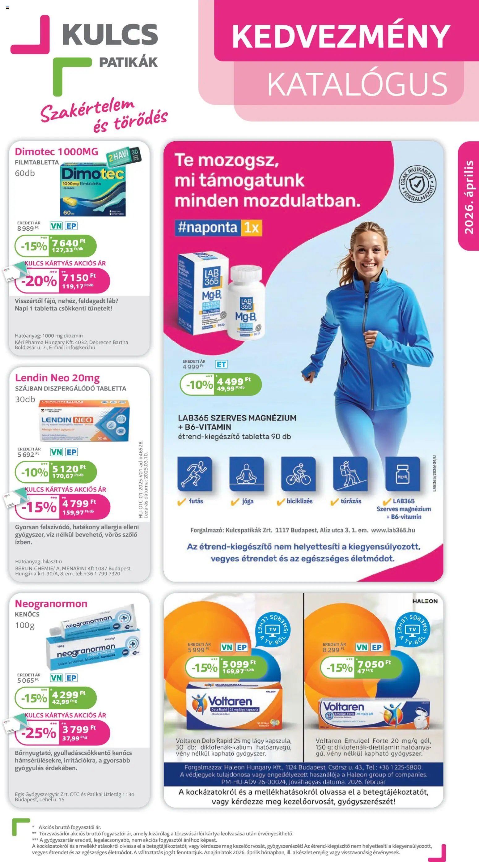 Kulcs Patika újság 2026.04.01. Kulcs Patika akciós újság (2026-04-01 - 2026-04-30)