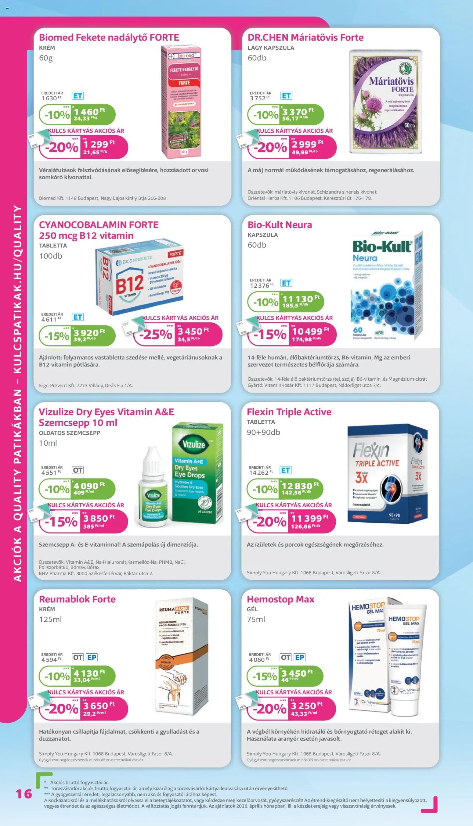 Kulcs Patika újság 2026.04.01. Kulcs Patika akciós újság (2026-04-01 - 2026-04-30)