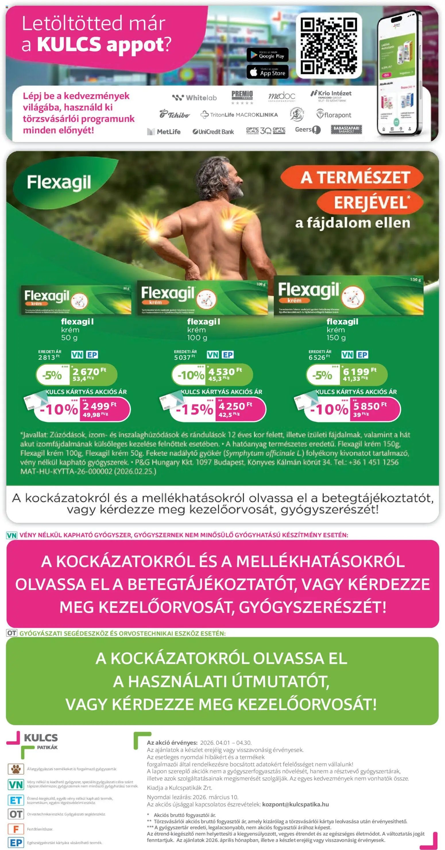 Kulcs Patika újság 2026.04.01. Kulcs Patika akciós újság (2026-04-01 - 2026-04-30)
