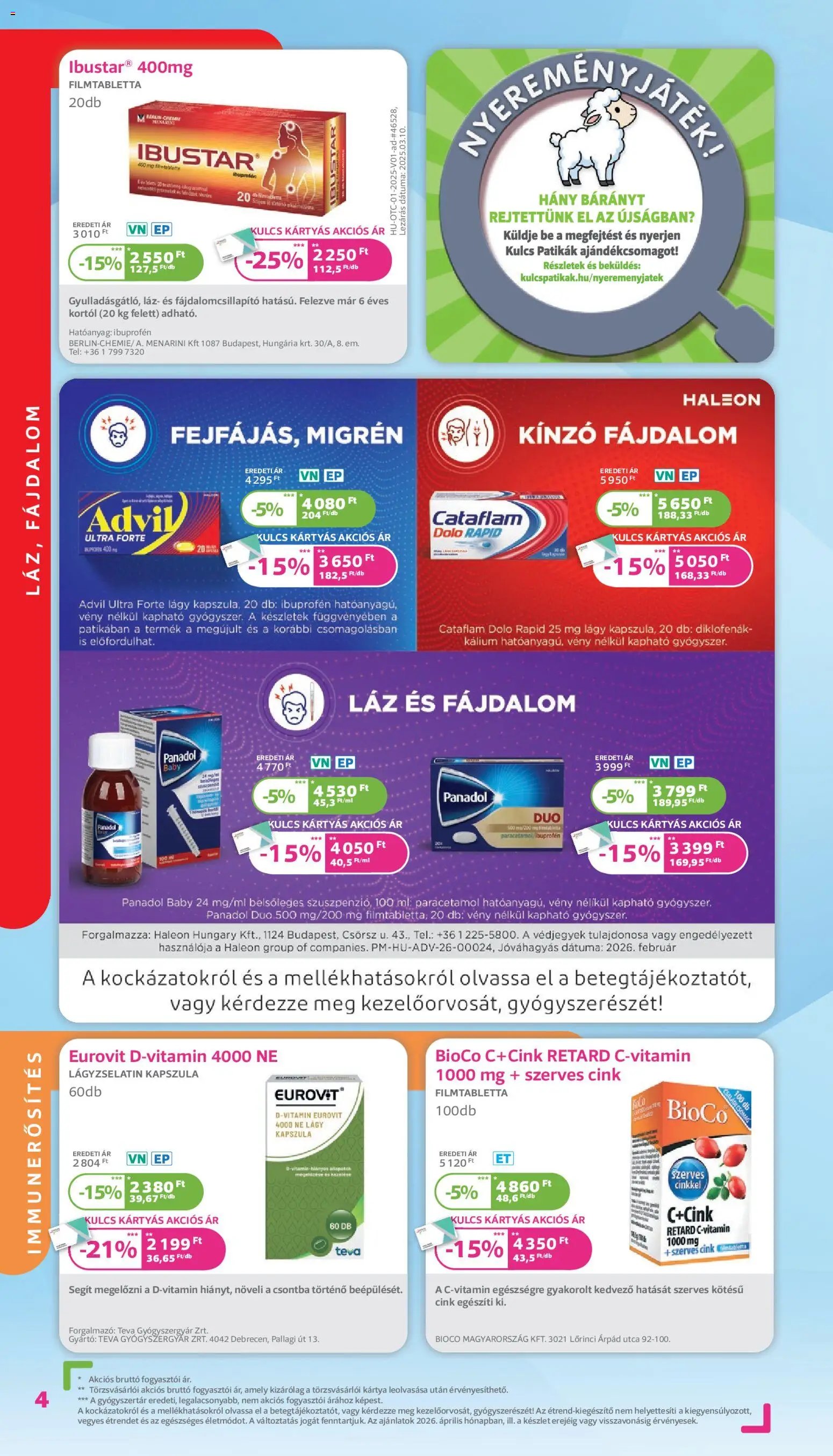 Kulcs Patika újság 2026.04.01. Kulcs Patika akciós újság (2026-04-01 - 2026-04-30)