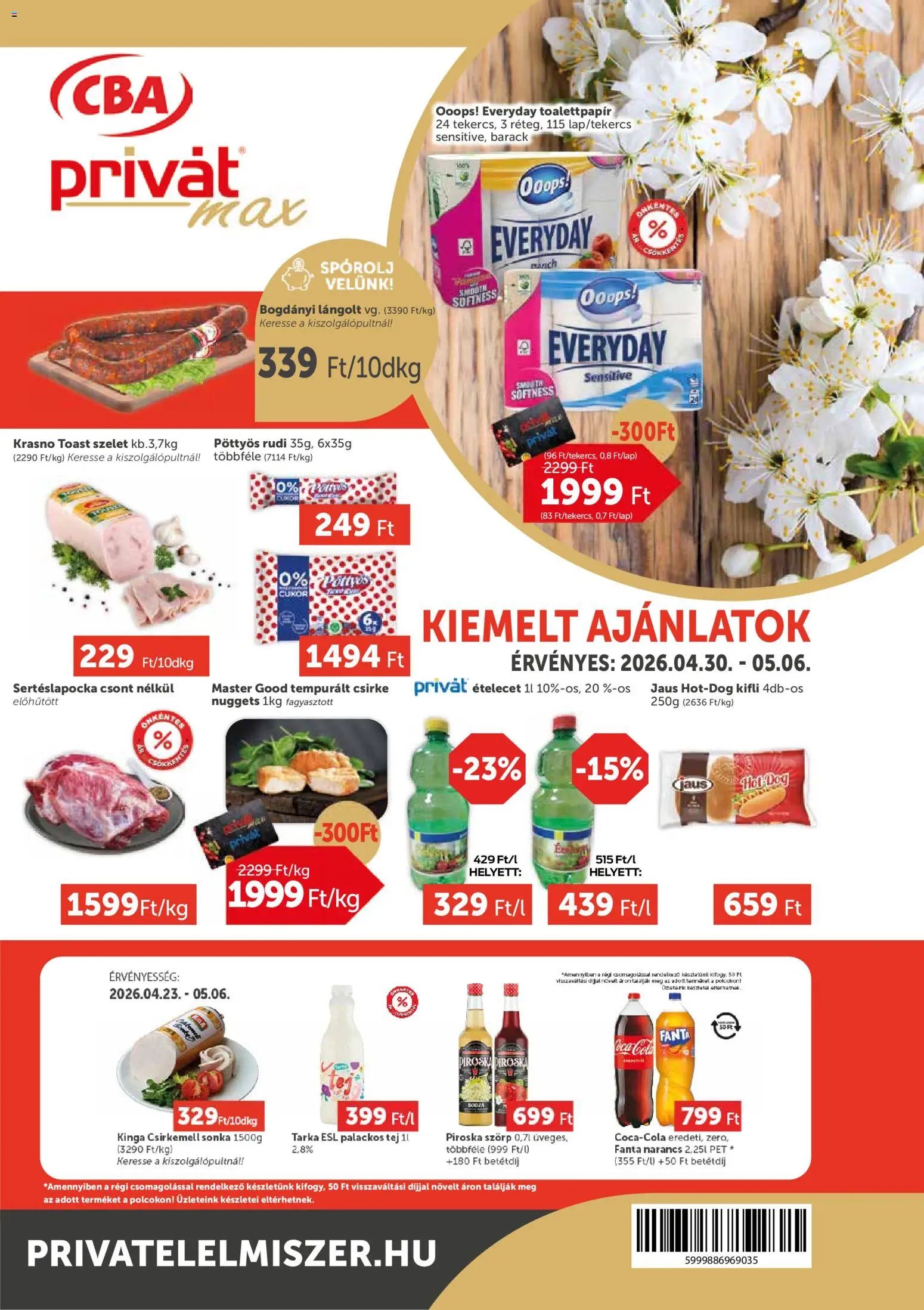 PRIVÁT újság 2026.04.30. PRIVÁT Aktuális szórólap MAX (2026-04-30 - 2026-05-06)