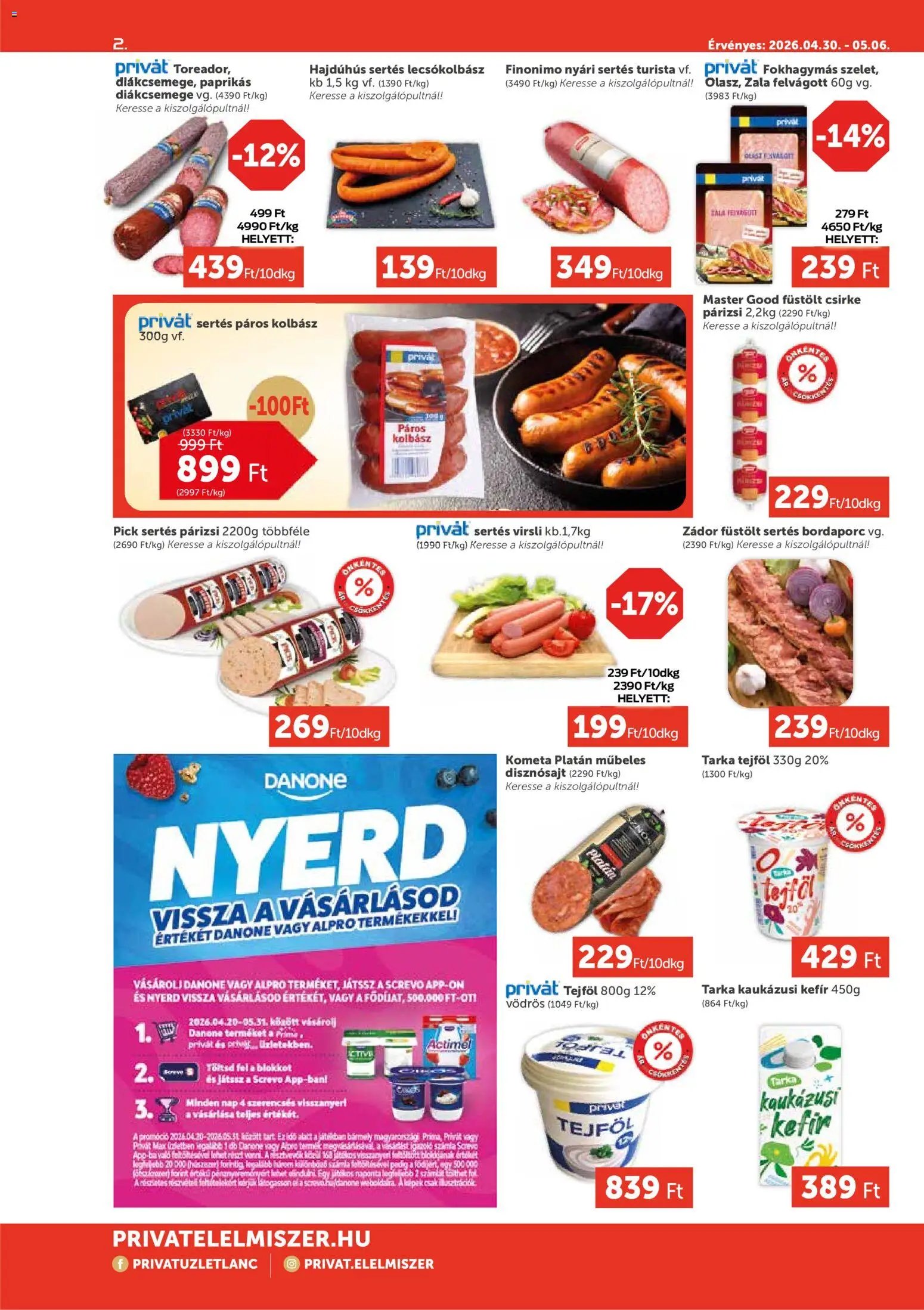PRIVÁT újság 2026.04.30. PRIVÁT Aktuális szórólap MAX (2026-04-30 - 2026-05-06)