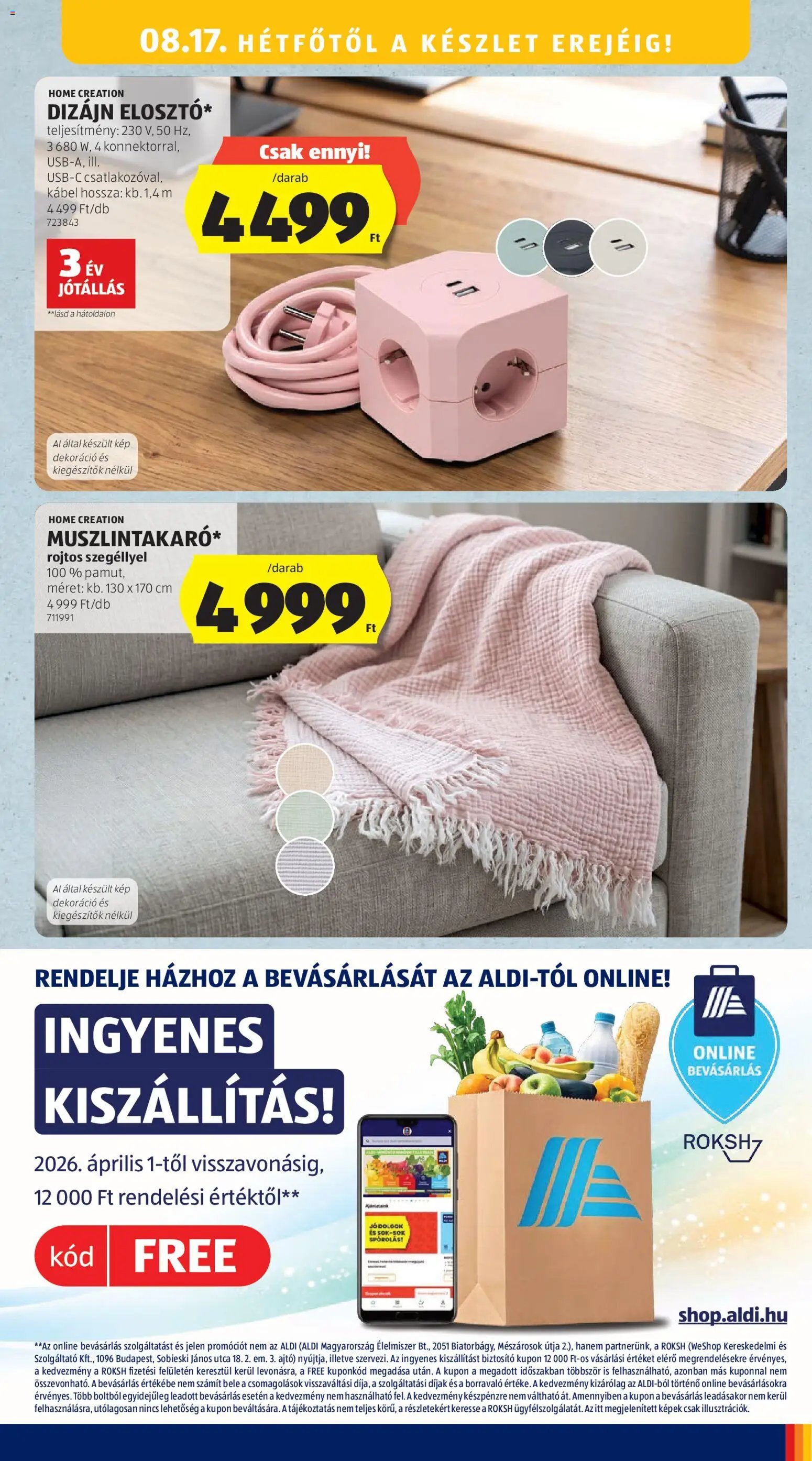 Aldi újság 2026.08.13. Aldi Középső sor termékei