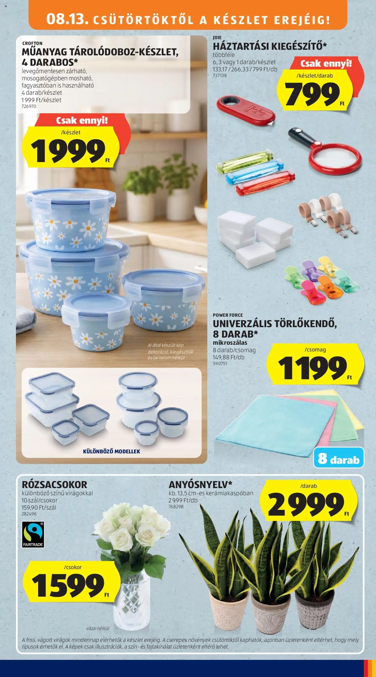 Aldi újság 2026.08.13. Aldi Középső sor termékei
