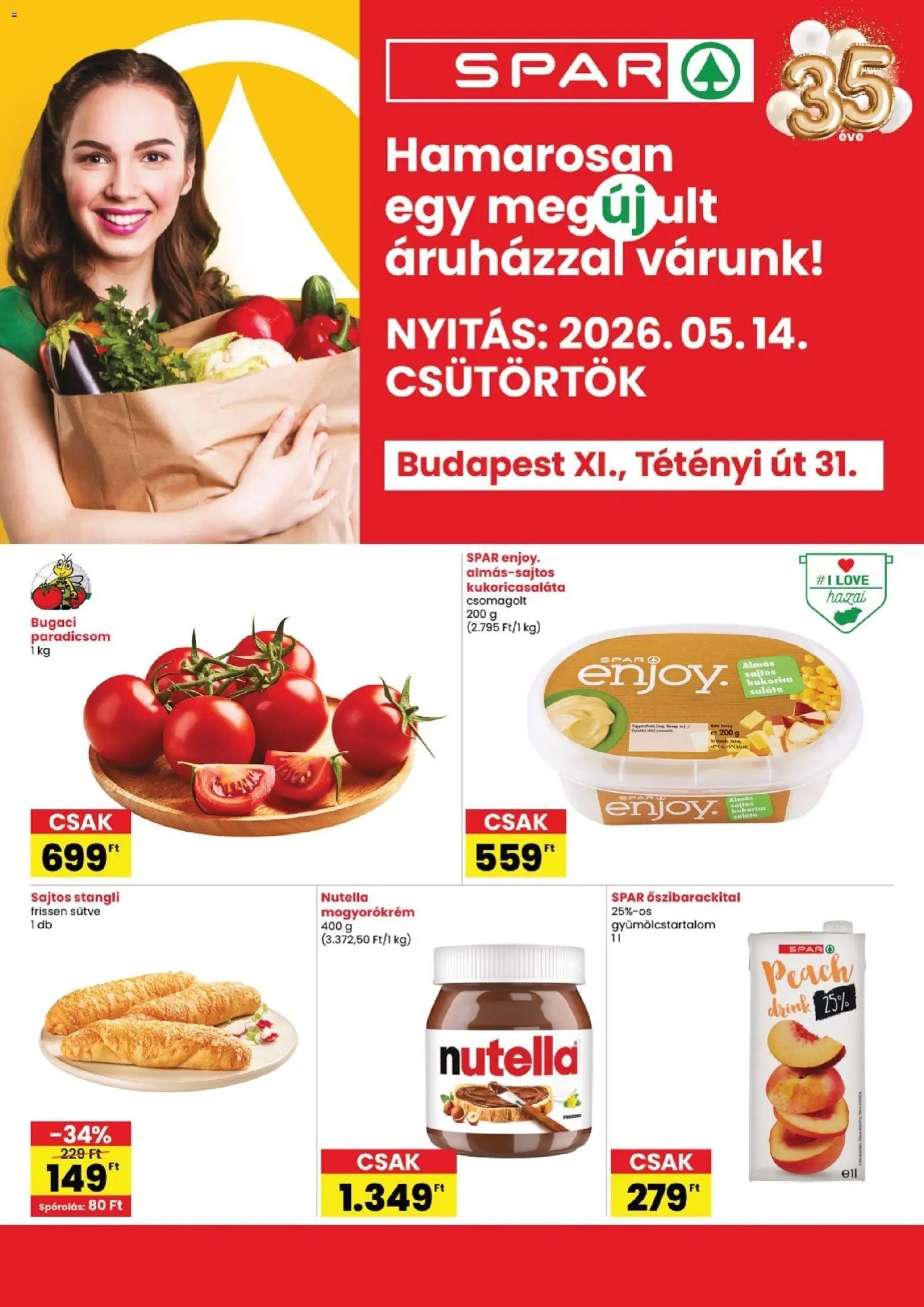 Spar újság 2026.05.14. Spar Bp. XI., Tétényi út 31. üzlet megújulás (2026-05-14 - 2026-05-20)