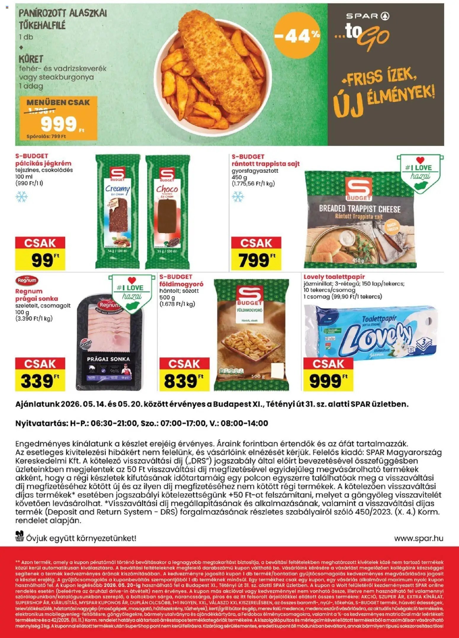 Spar újság 2026.05.14. Spar Bp. XI., Tétényi út 31. üzlet megújulás (2026-05-14 - 2026-05-20)