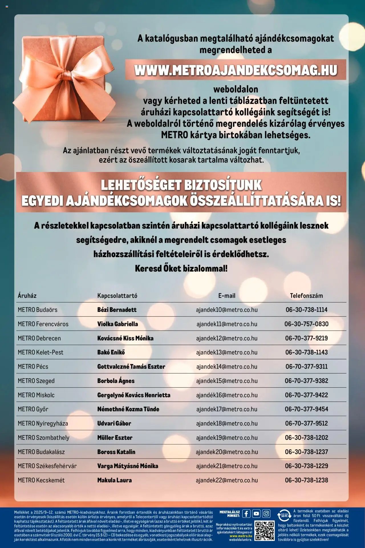 Metro újság 2025.09.15. Ajándékmegoldások (2025-09-15 - 2025-12-31)