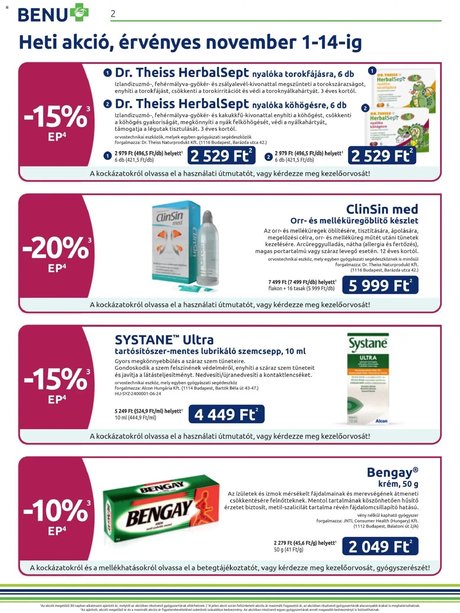 BENU Gyógyszertárak újság 2025.11.01. Akciós újság BENU Gyógyszertárak (2025-11-01 - 2025-11-30)