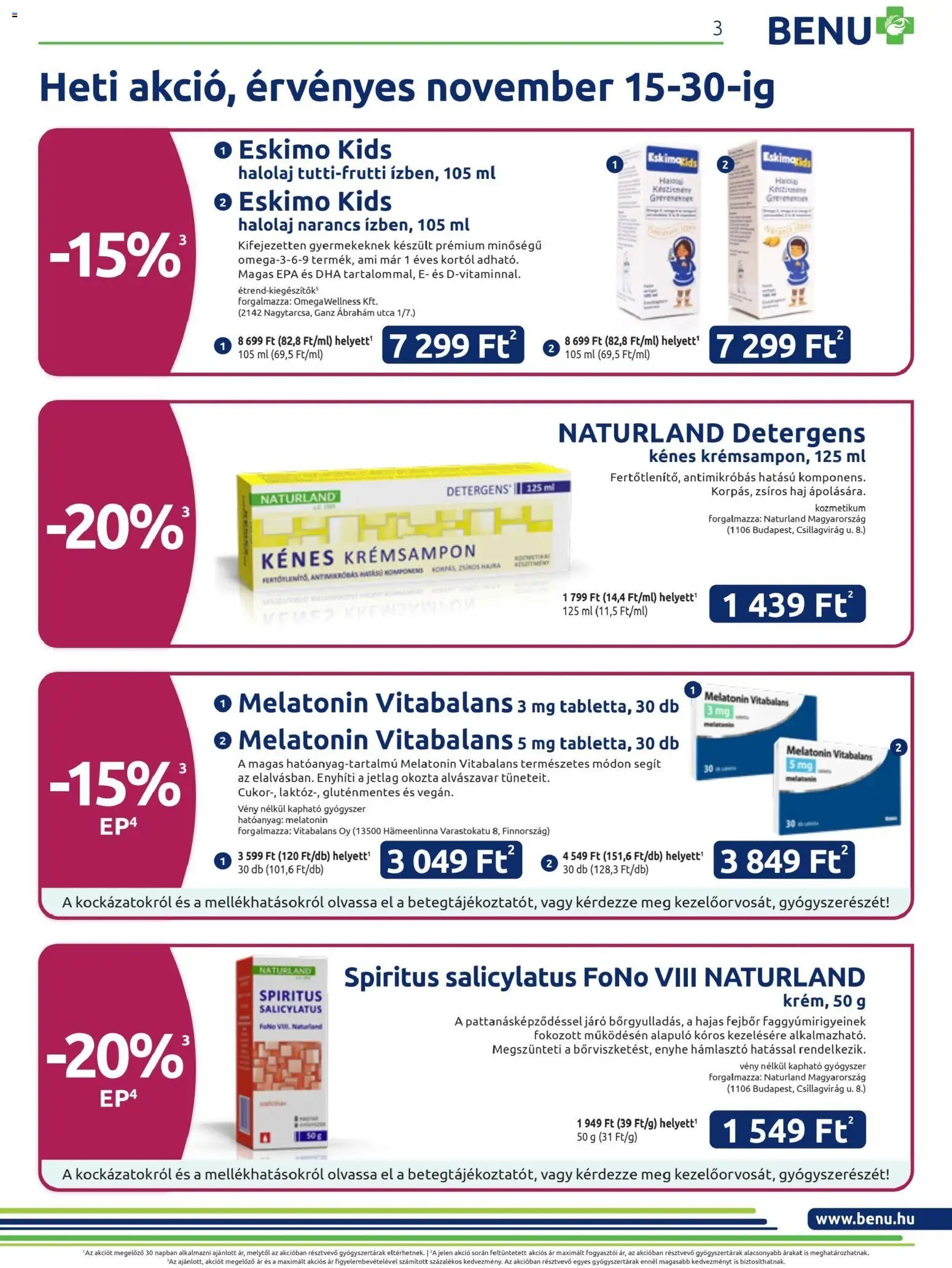 BENU Gyógyszertárak újság 2025.11.01. Akciós újság BENU Gyógyszertárak (2025-11-01 - 2025-11-30)