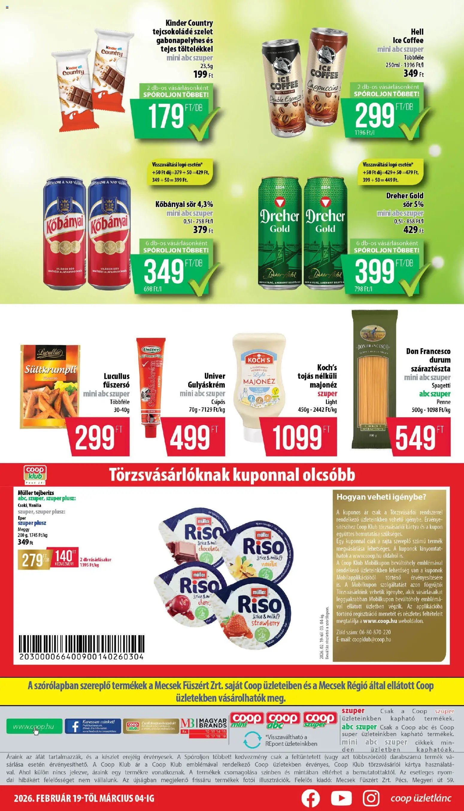 COOP újság 2026.02.19. Mecsek - Mini & Abc & Szuper (2026-02-19 - 2026-03-04)