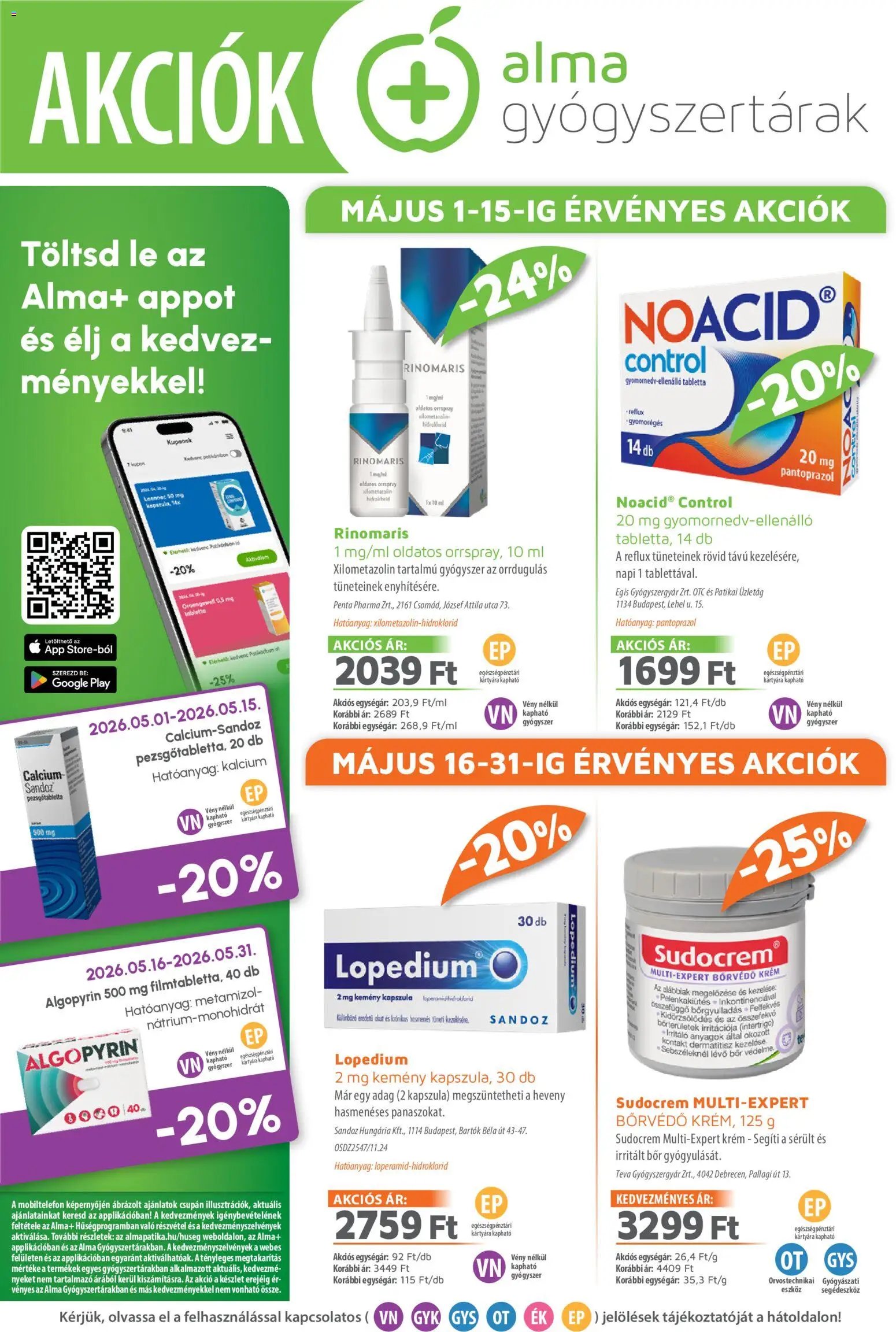 Alma Gyógyszertárak újság 2026.05.01. Alma Gyógyszertárak akciós újság (2026-05-01 - 2026-05-31)