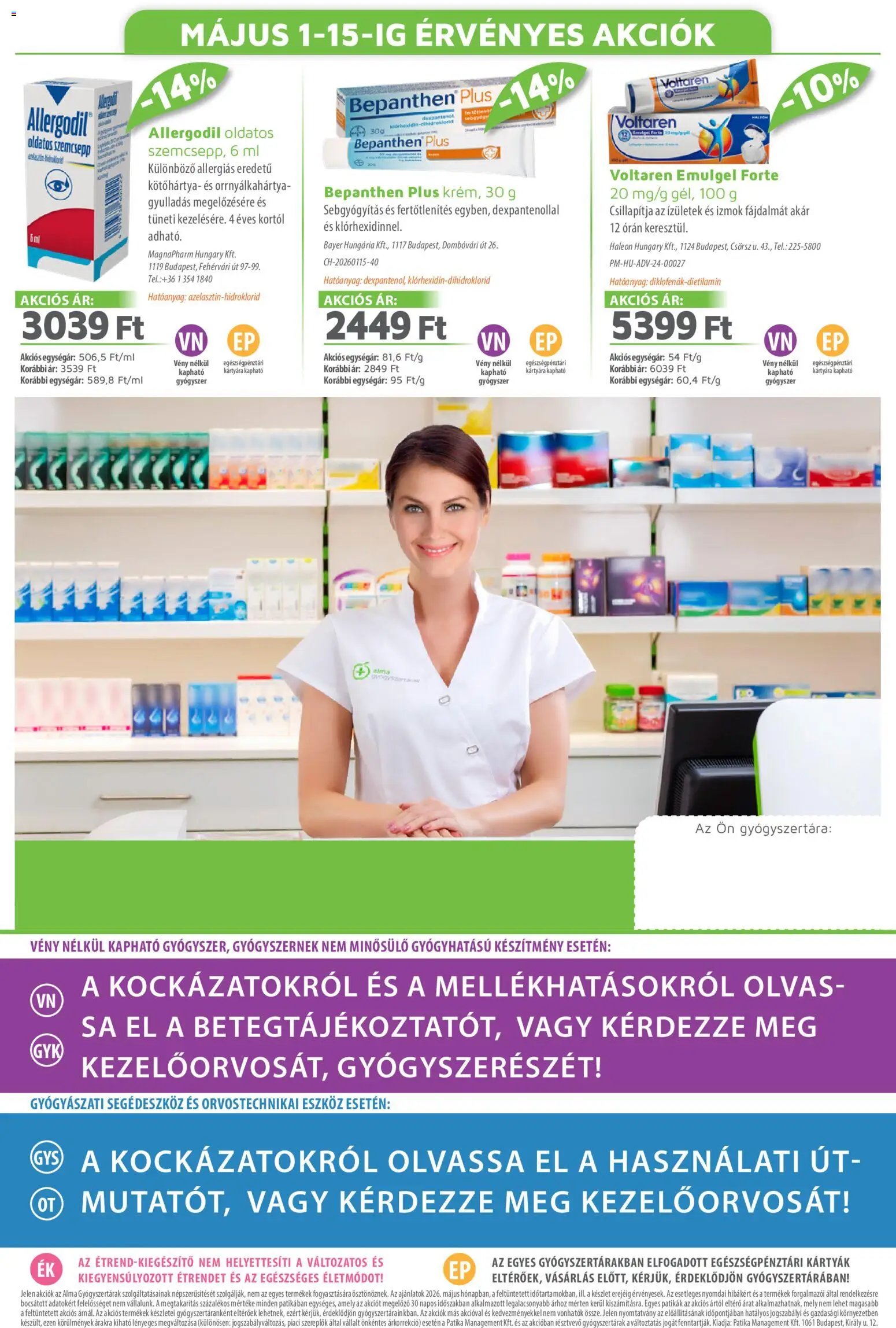 Alma Gyógyszertárak újság 2026.05.01. Alma Gyógyszertárak akciós újság (2026-05-01 - 2026-05-31)