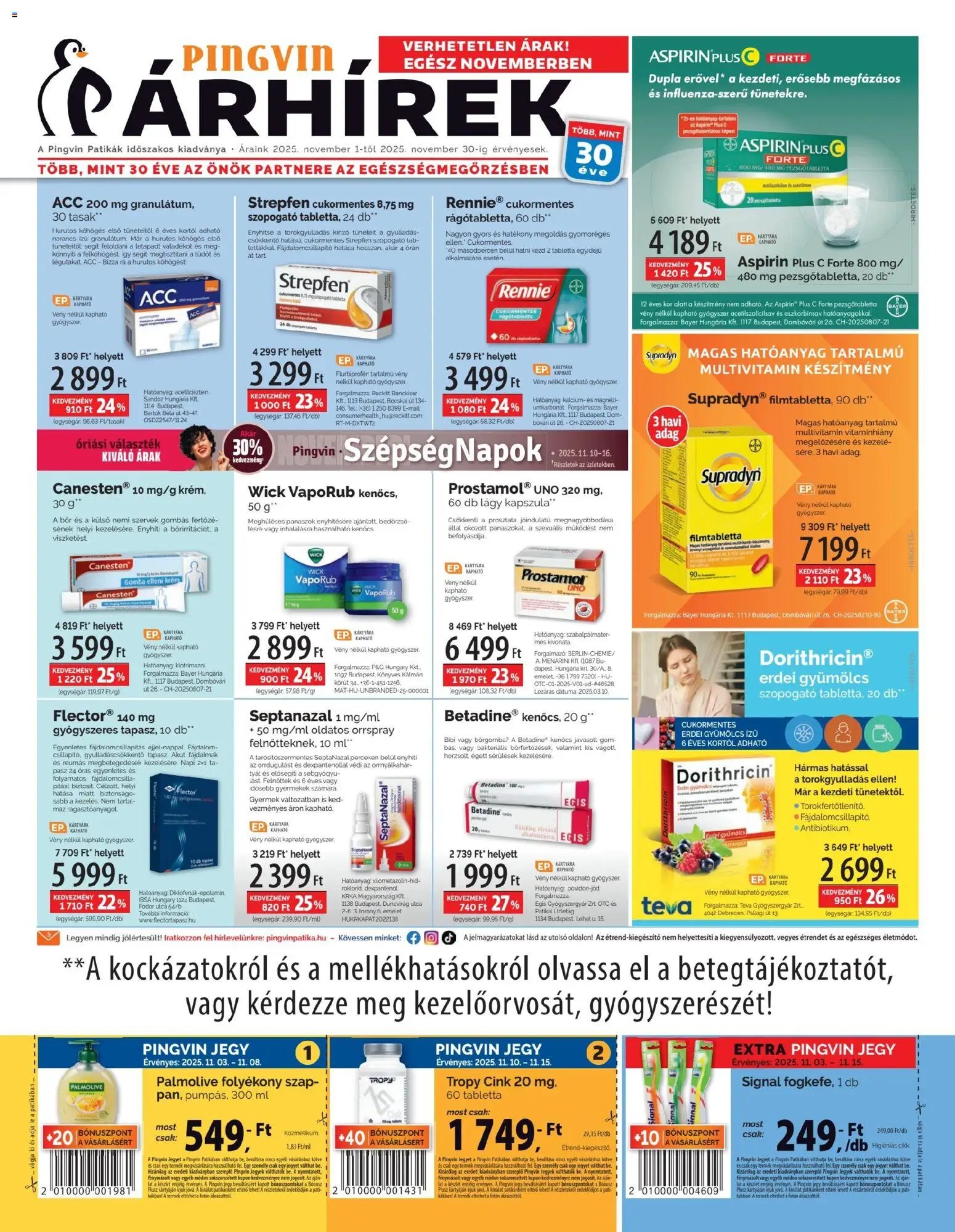 Pingvin Patika újság 2025.11.01. Akciós újság Pingvin Patika (2025-11-01 - 2025-11-30)