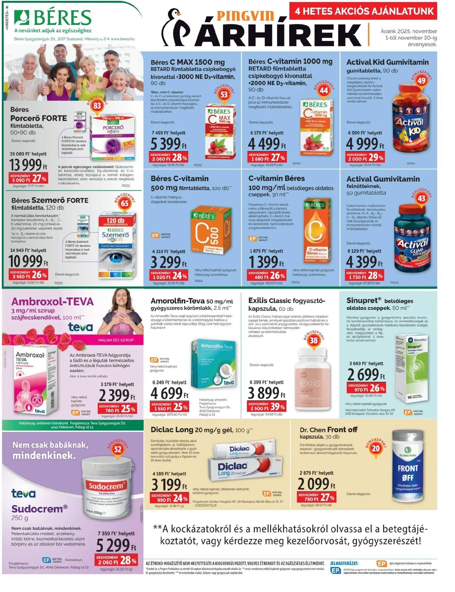 Pingvin Patika újság 2025.11.01. Akciós újság Pingvin Patika (2025-11-01 - 2025-11-30)