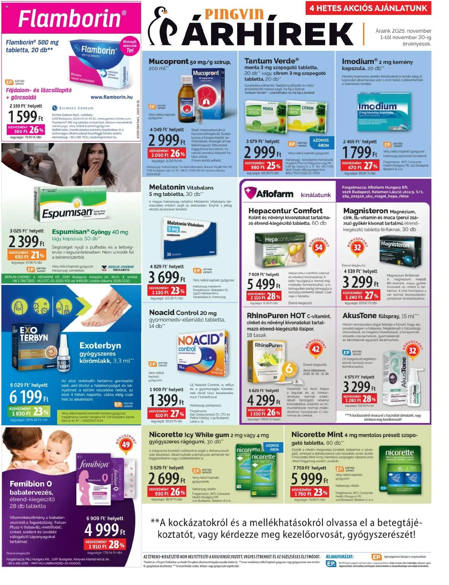 Pingvin Patika újság 2025.11.01. Akciós újság Pingvin Patika (2025-11-01 - 2025-11-30)