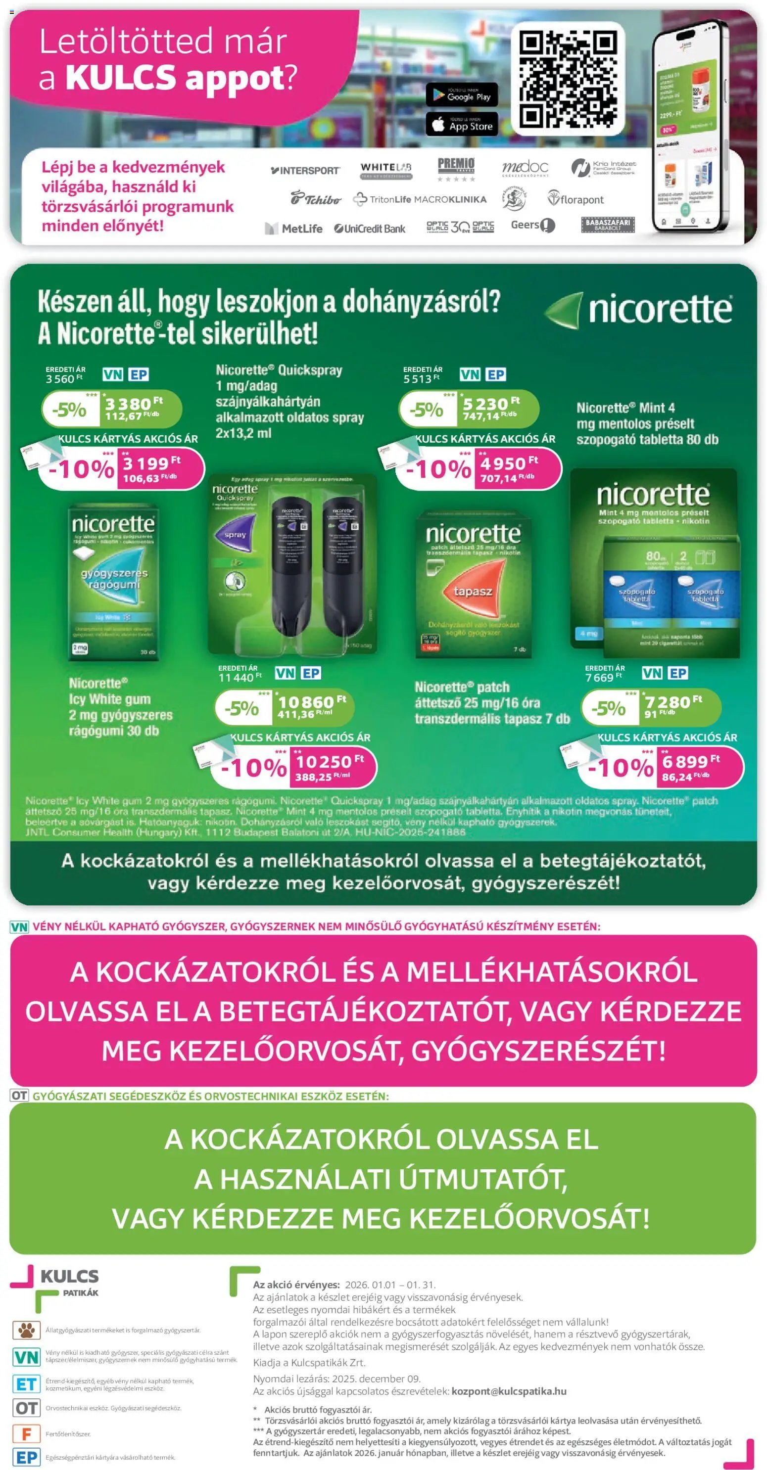 Kulcs Patika újság 2026.01.01. Akciós újság Kulcs Patika (2026-01-01 - 2026-01-31)