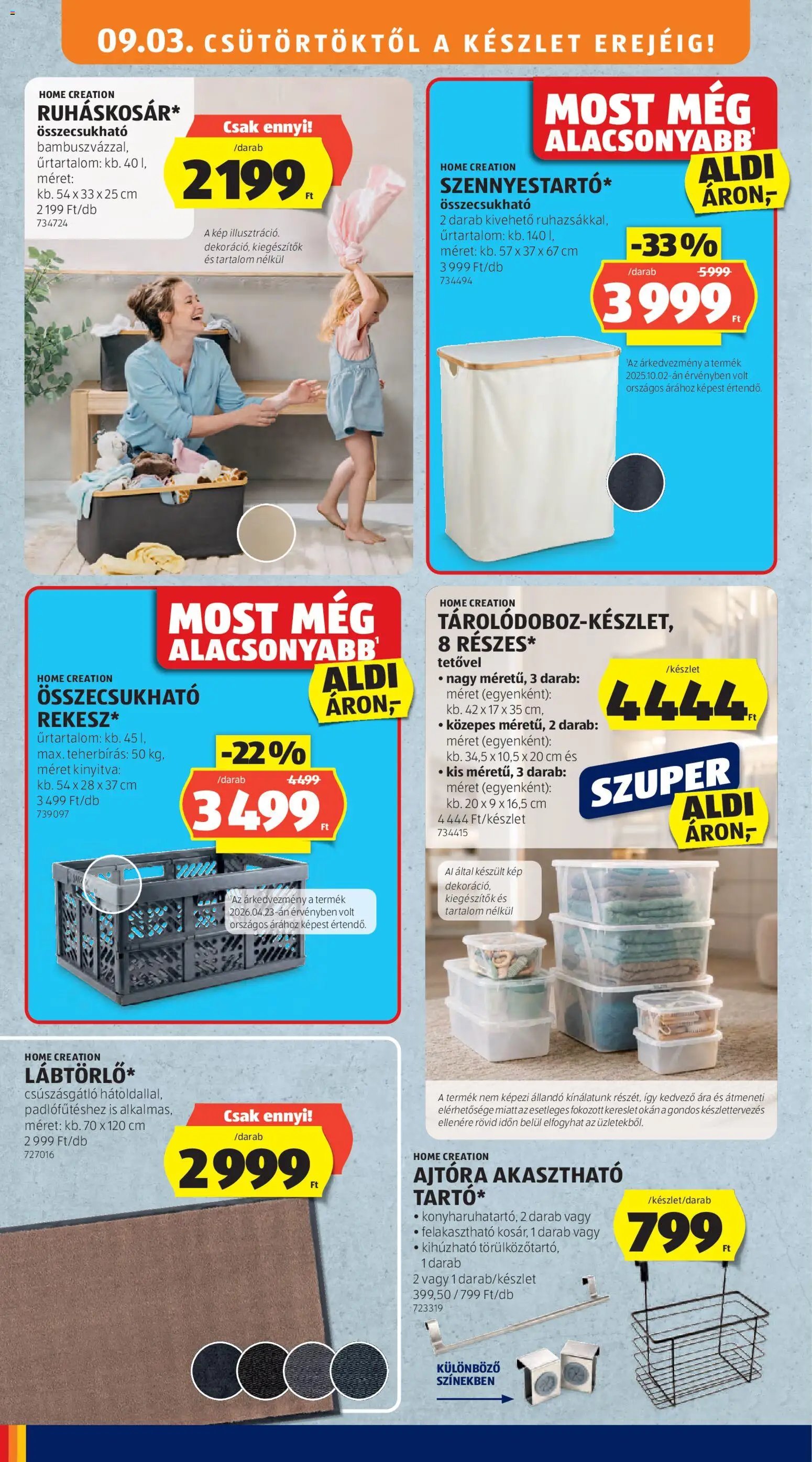 Aldi újság 2026.09.03. Aldi Középső sor termékei