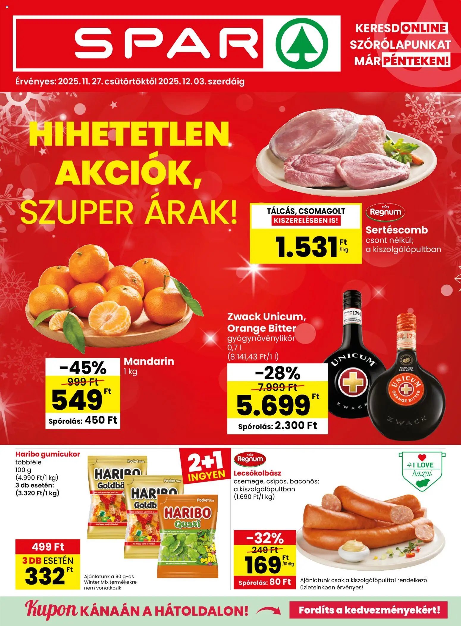 Spar újság 2025.11.27. Akciós újság Spar (2025-11-27 - 2025-12-03)