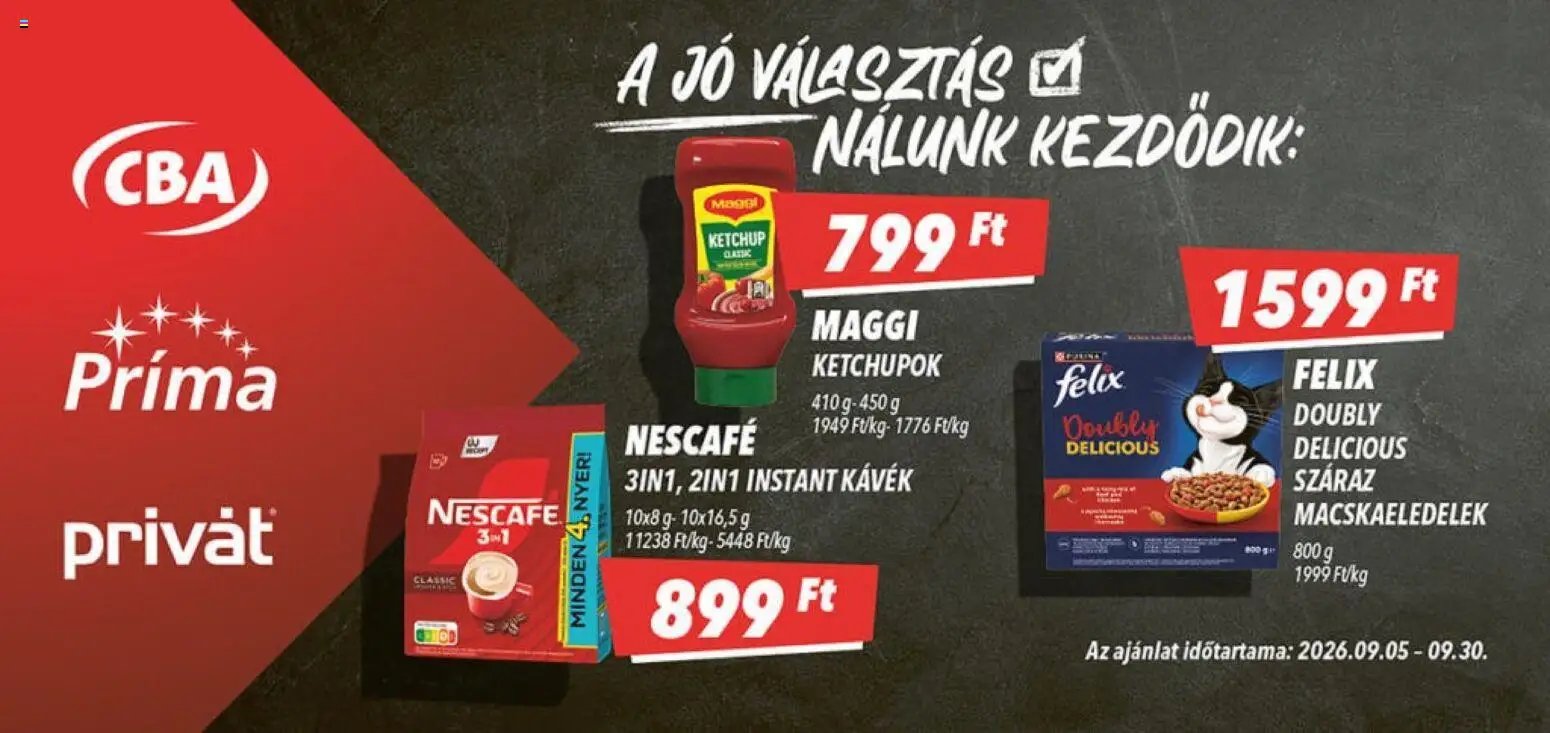CBA Príma újság 2026.09.05. CBA Príma Aktuális óriásplakátok