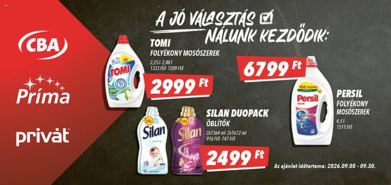 CBA Príma újság 2026.09.05. CBA Príma Aktuális óriásplakátok