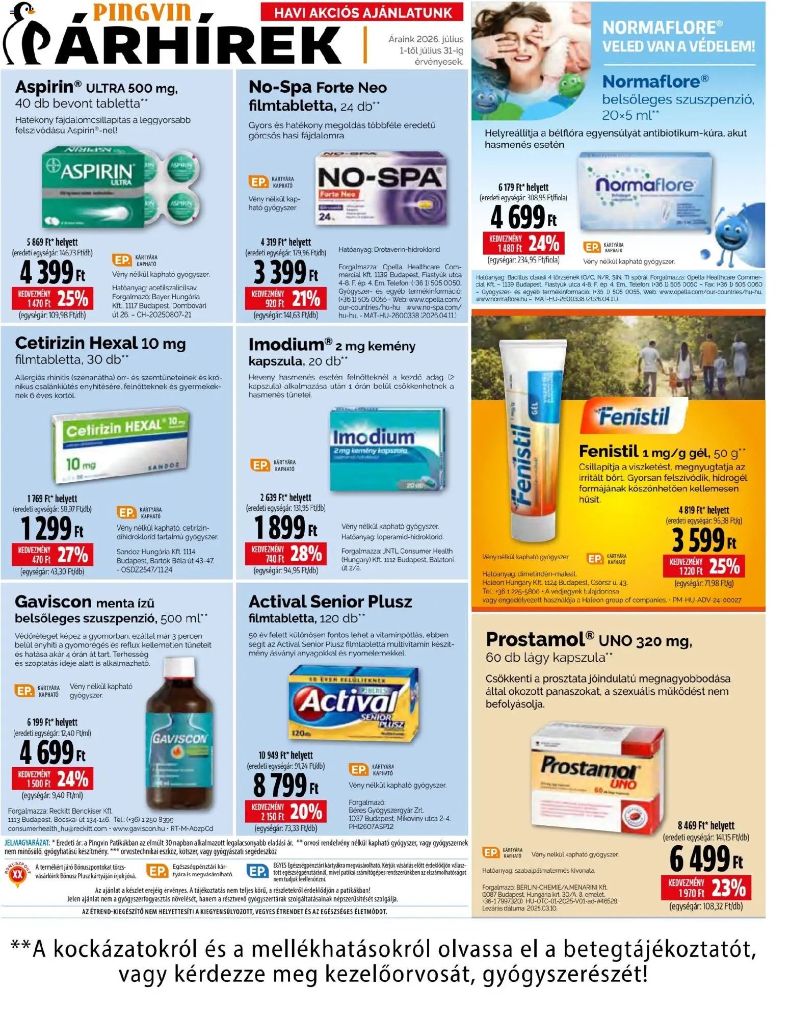 Pingvin Patika újság 2026.07.01. Pingvin Patika akciós újság