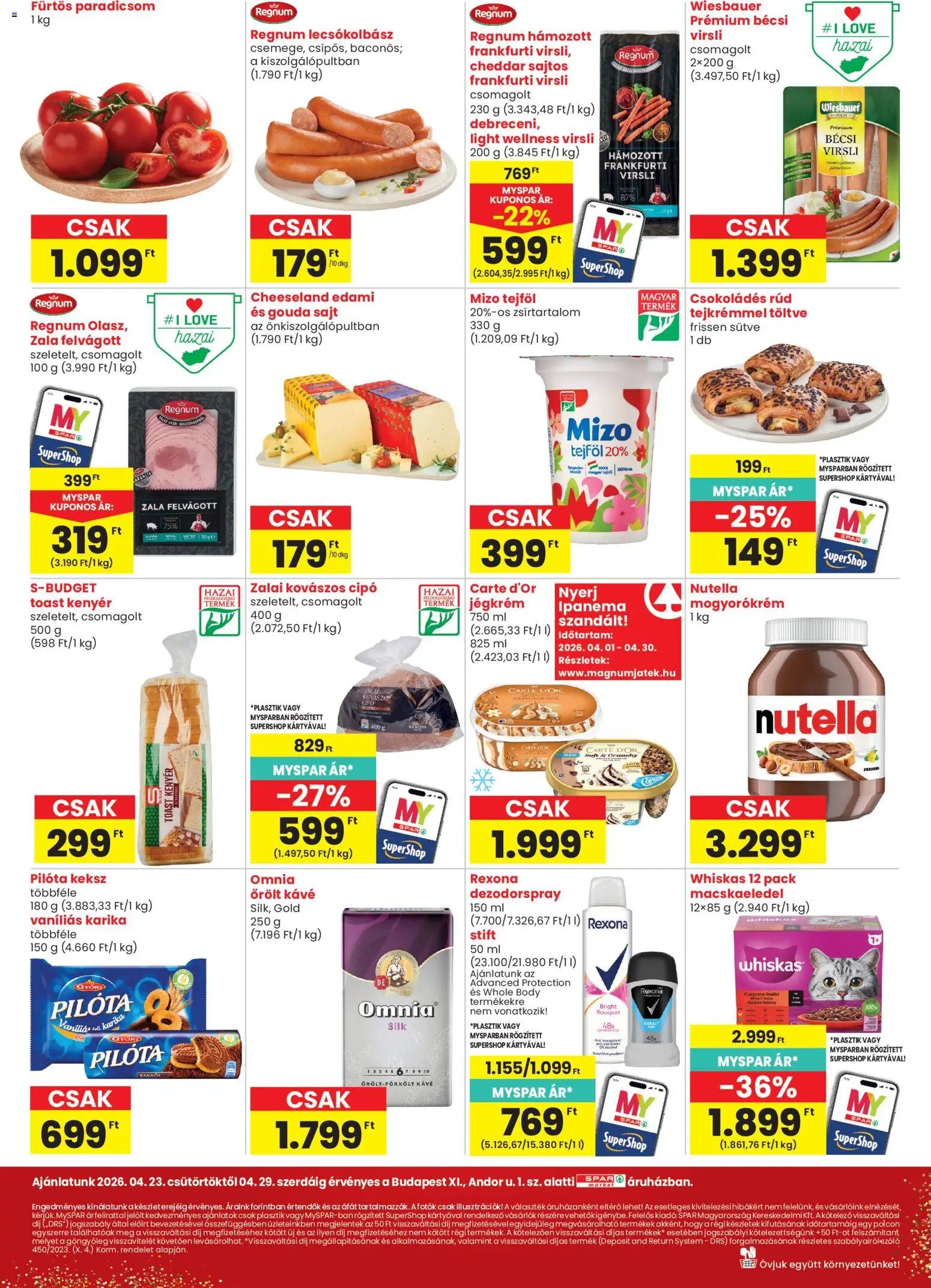 Spar Market újság 2026.04.23. Spar Market Bp XI., Andor utca 1 szórólap (2026-04-23 - 2026-04-29)