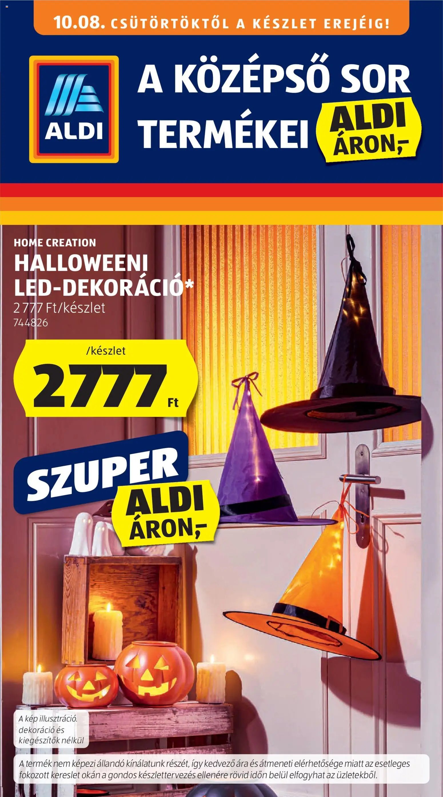 Aldi újság 2026.10.08. Aldi Középső sor termékei