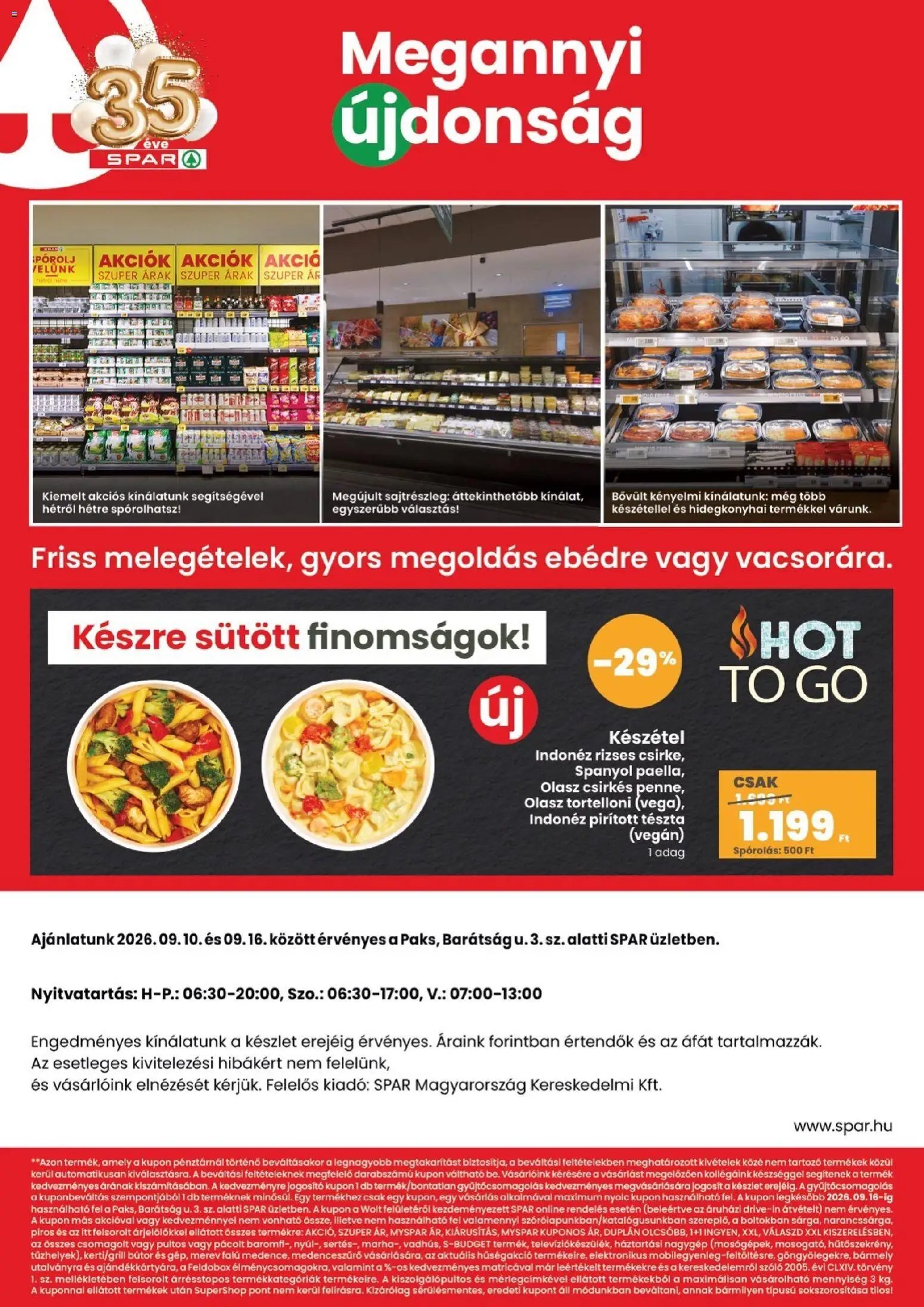 Spar újság 2026.09.10. SPAR Paks üzlet megújulás