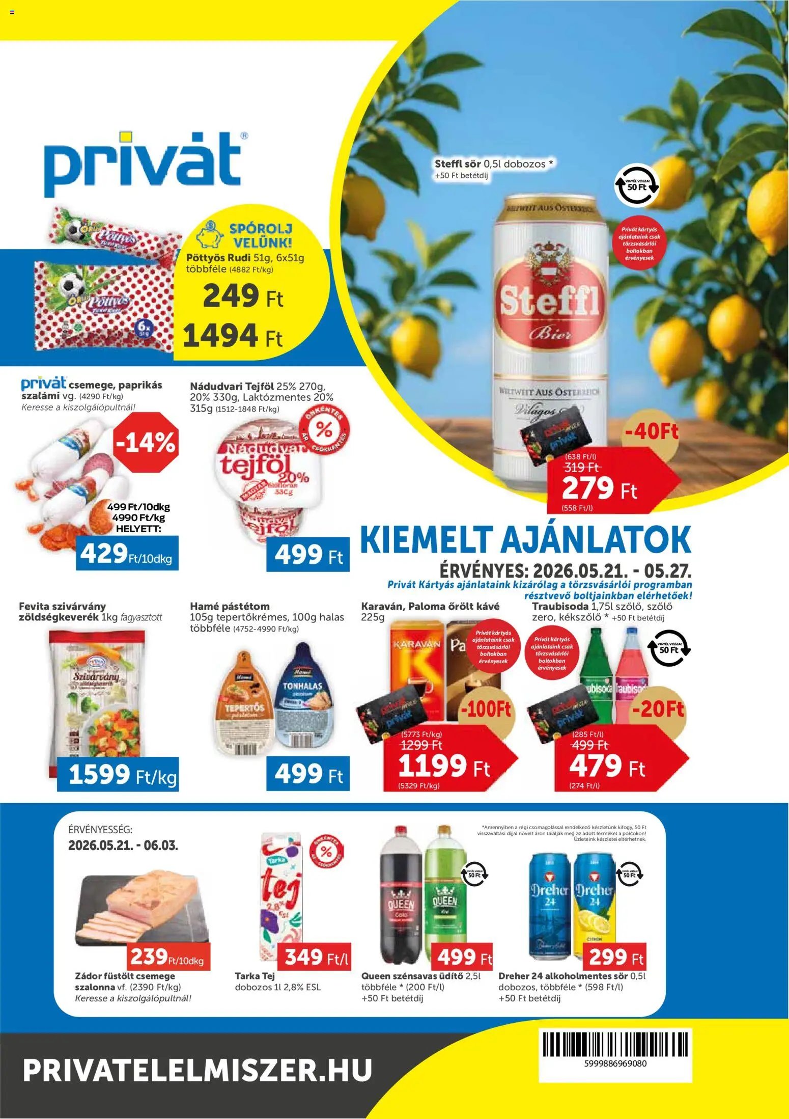 PRIVÁT újság 2026.05.21. PRIVÁT akciós újság (2026-05-21 - 2026-05-27)
