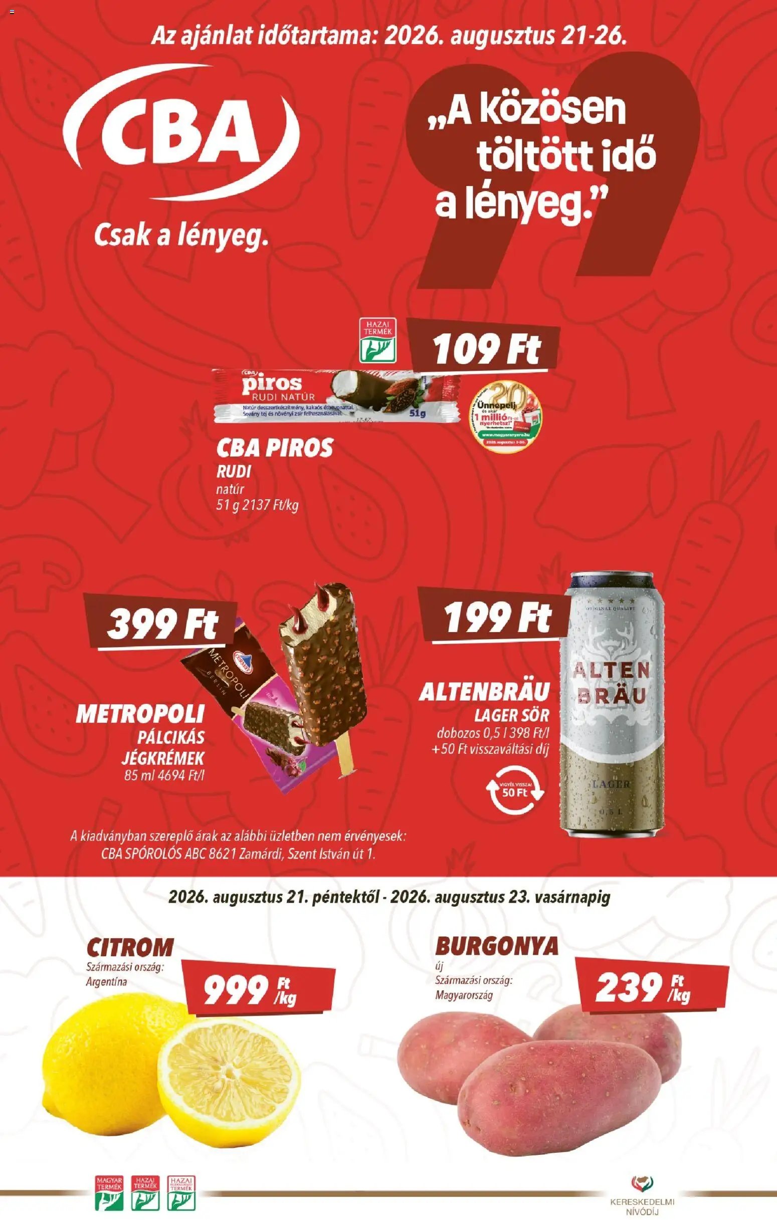 CBA újság 2026.08.21. CBA akciós újság