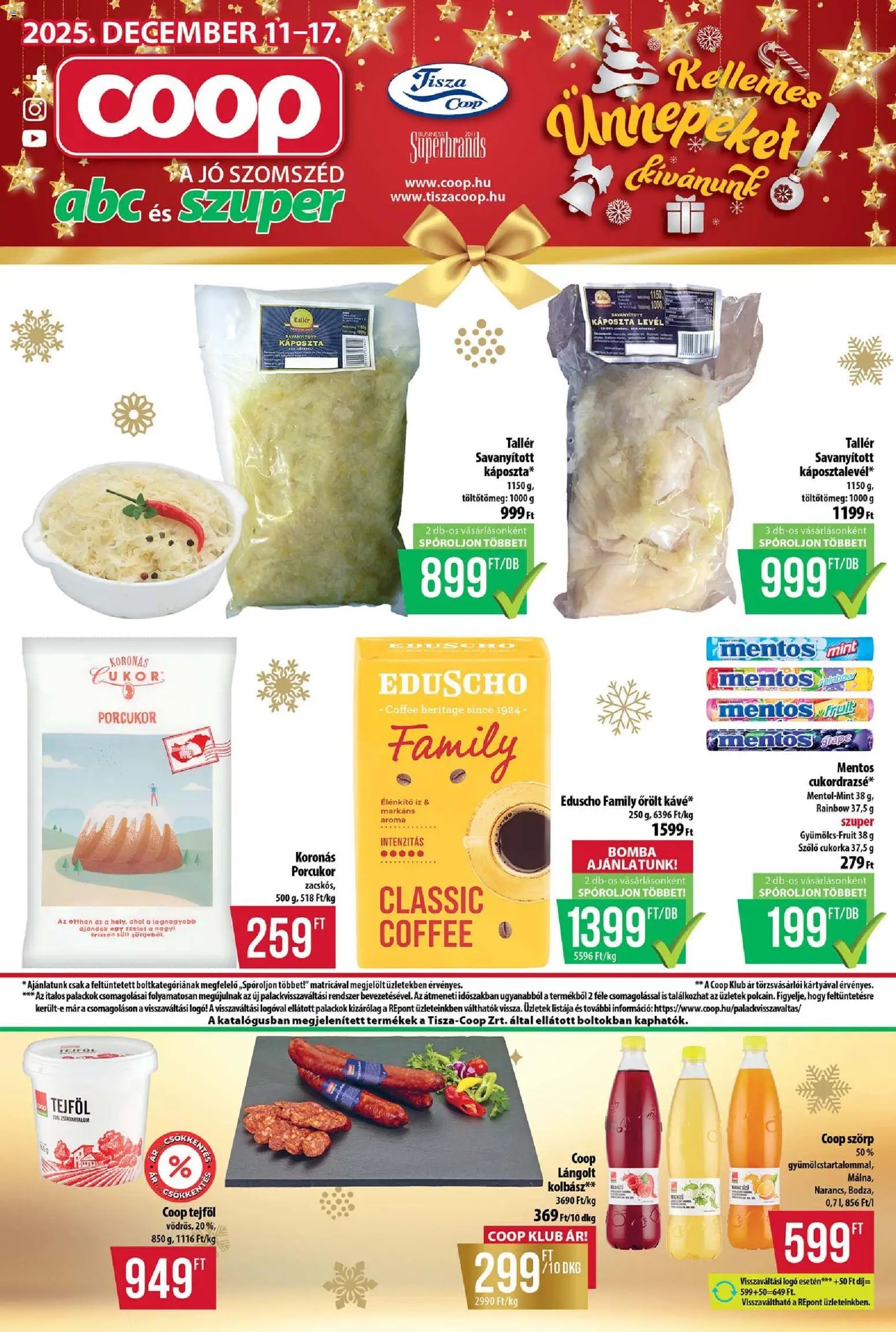 COOP újság 2025.12.11. Tisza - Abc & Szuper (2025-12-11 - 2025-12-17)