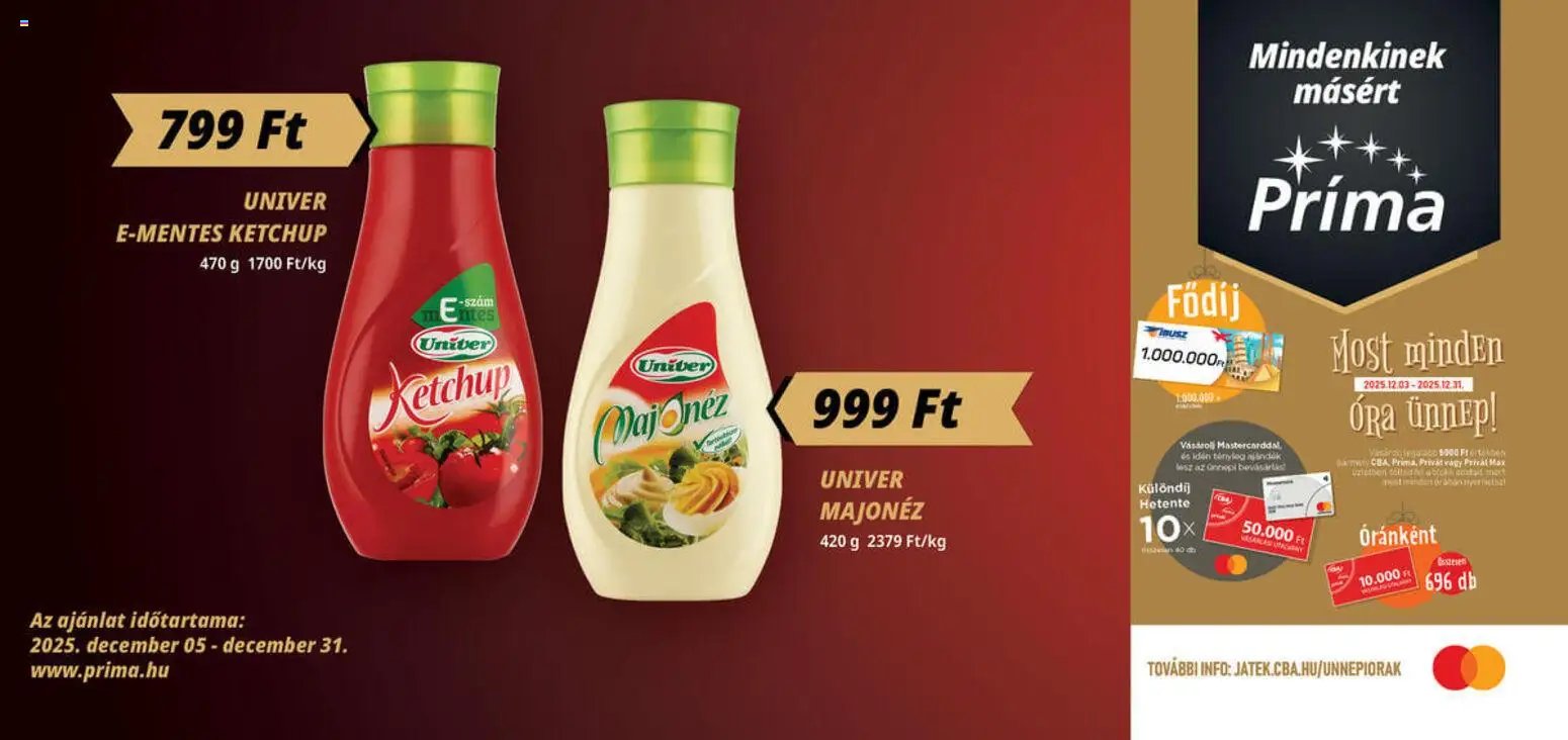 CBA Príma újság 2025.12.05. Aktuális óriásplakátok (2025-12-05 - 2025-12-31)