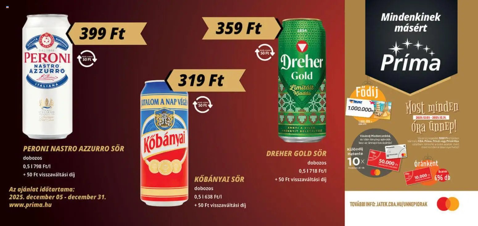 CBA Príma újság 2025.12.05. Aktuális óriásplakátok (2025-12-05 - 2025-12-31)