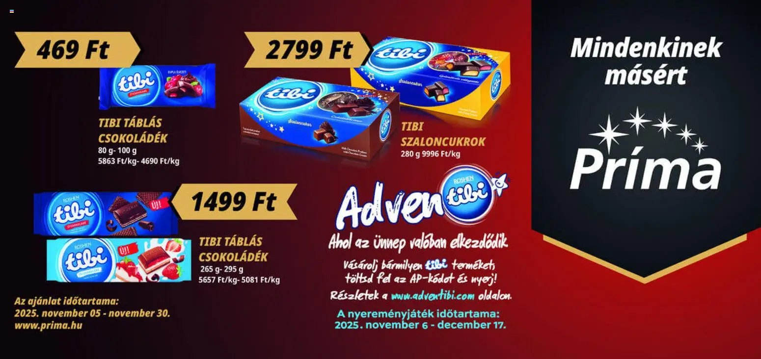 CBA Príma újság 2025.11.05. Aktuális óriásplakátok (2025-11-05 - 2025-11-30)