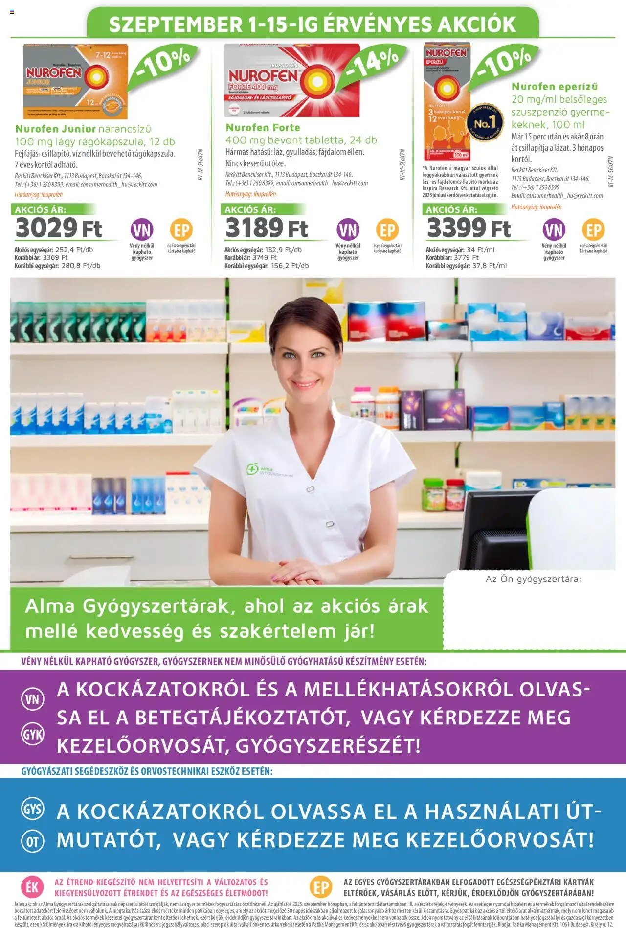 Alma Gyógyszertárak újság 2025.09.01. Akciós újság Alma Gyógyszertárak (2025-09-01 - 2025-09-30)