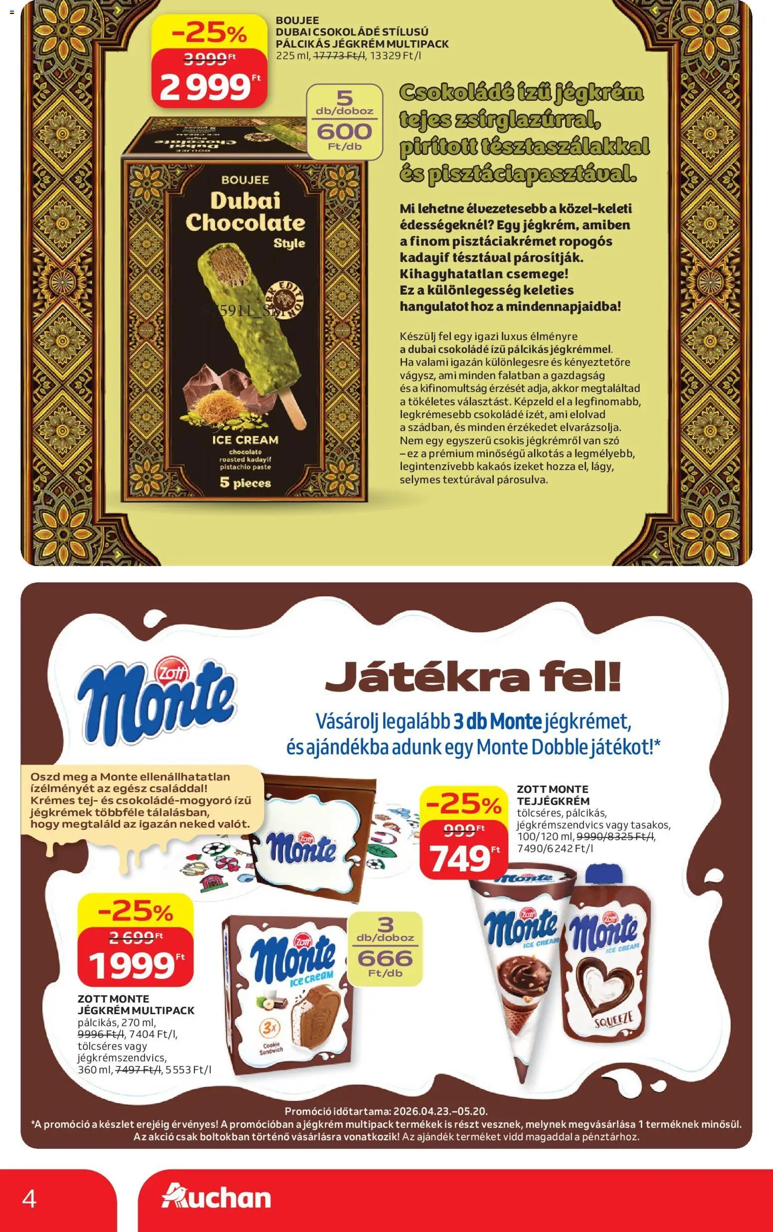 Auchan újság 2026.04.23. Auchan Jégkrém ajánlataink (2026-04-23 - 2026-05-20)