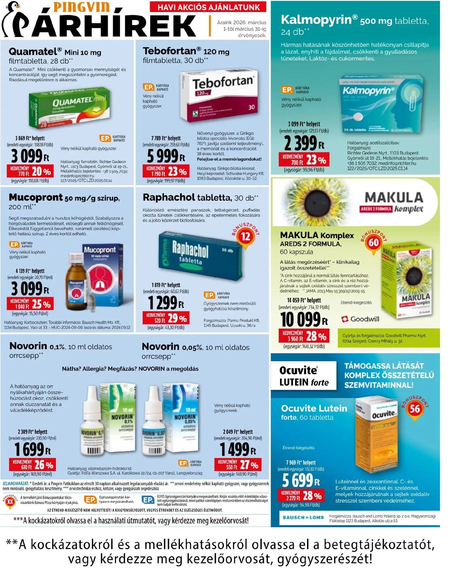 Pingvin Patika újság 2026.03.01. Pingvin Patika akciós újság (2026-03-01 - 2026-03-31)