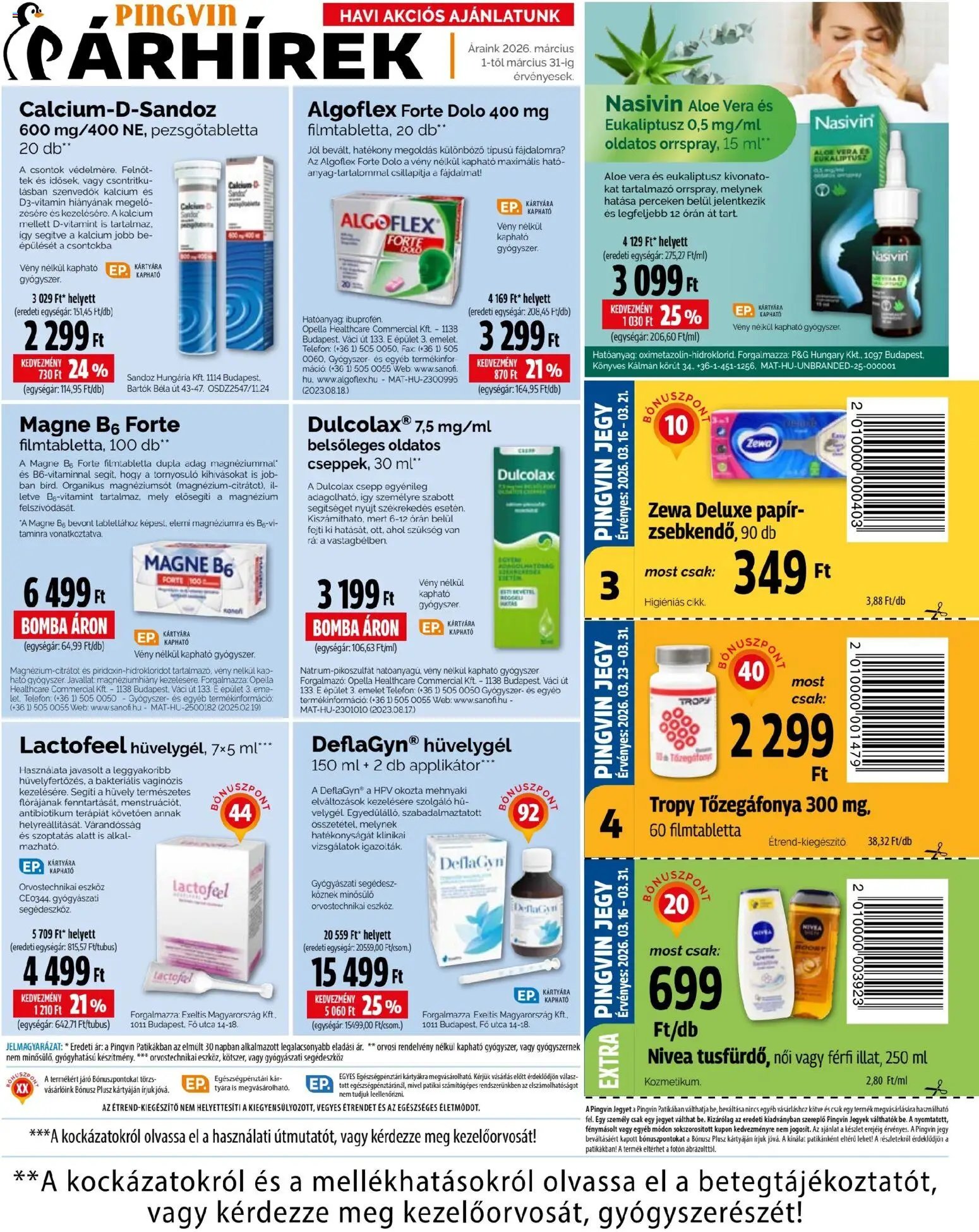 Pingvin Patika újság 2026.03.01. Pingvin Patika akciós újság (2026-03-01 - 2026-03-31)