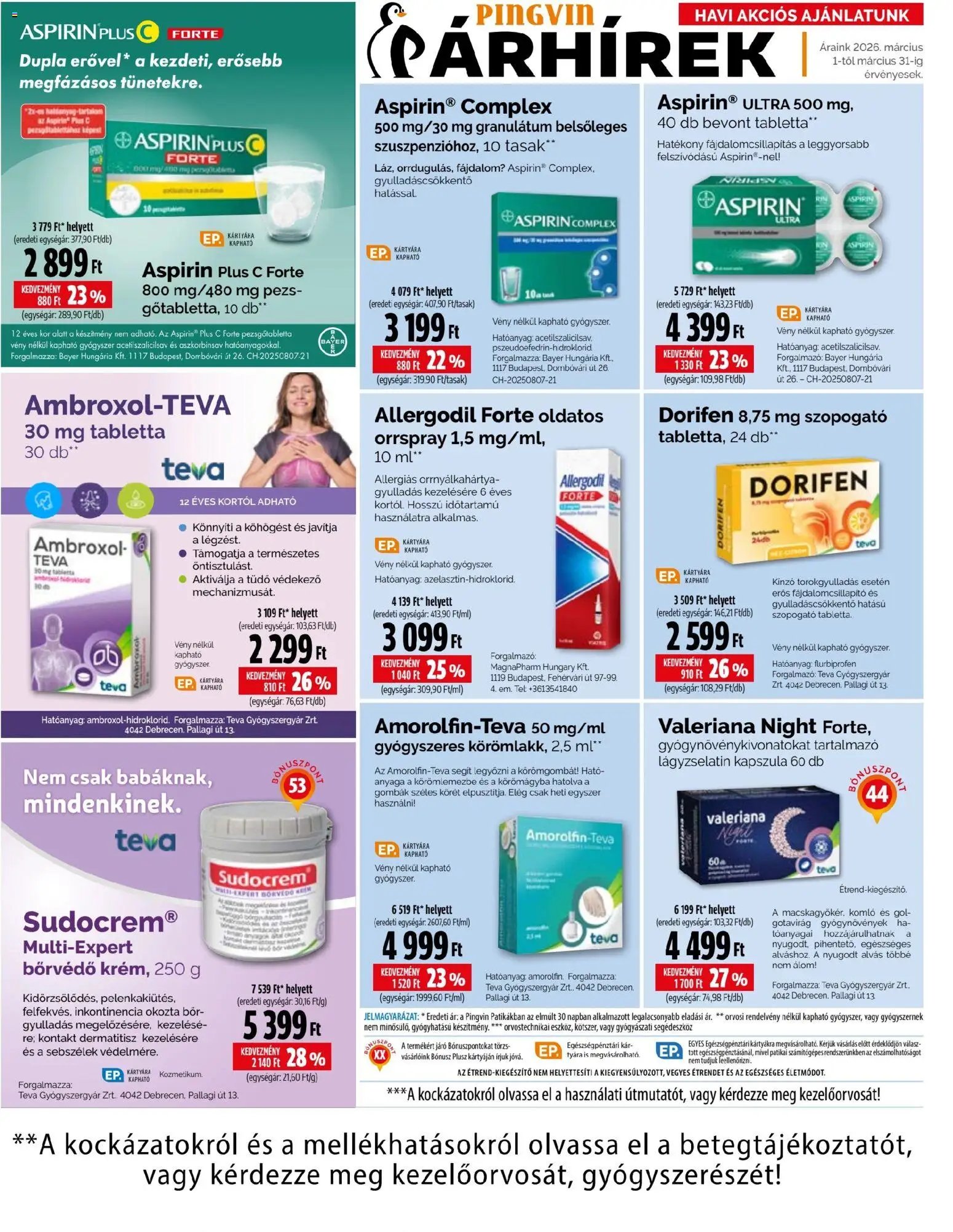 Pingvin Patika újság 2026.03.01. Pingvin Patika akciós újság (2026-03-01 - 2026-03-31)