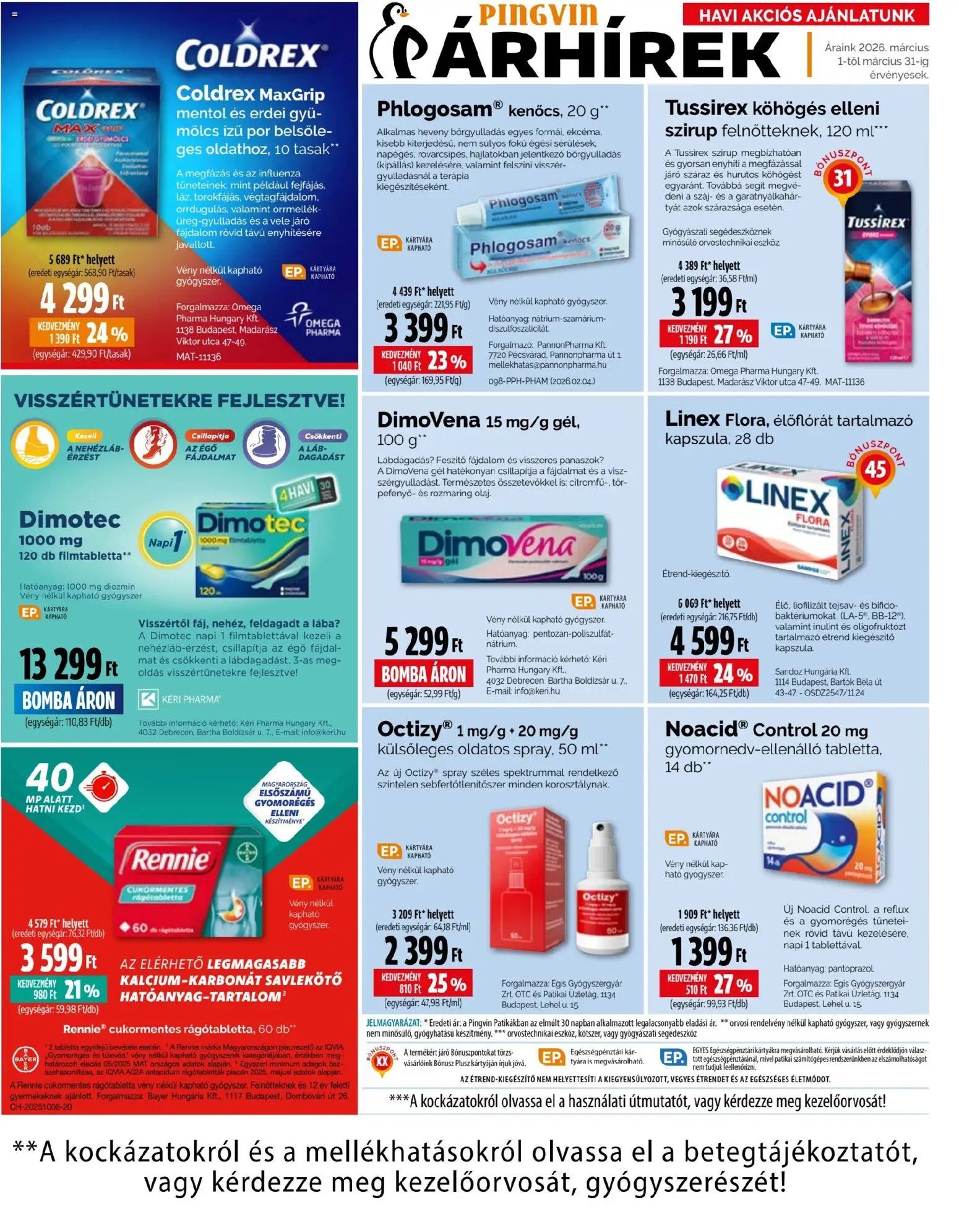 Pingvin Patika újság 2026.03.01. Pingvin Patika akciós újság (2026-03-01 - 2026-03-31)