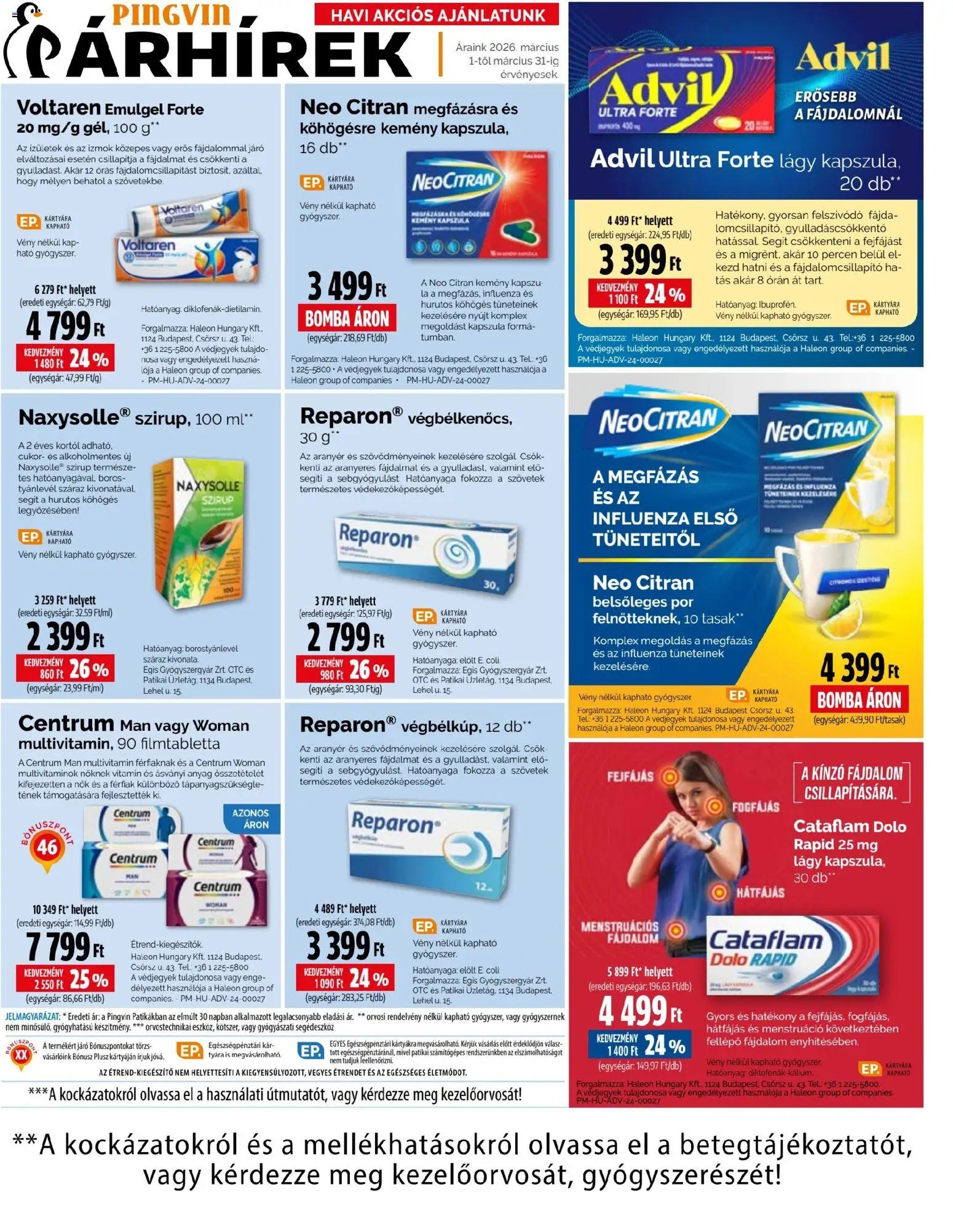 Pingvin Patika újság 2026.03.01. Pingvin Patika akciós újság (2026-03-01 - 2026-03-31)