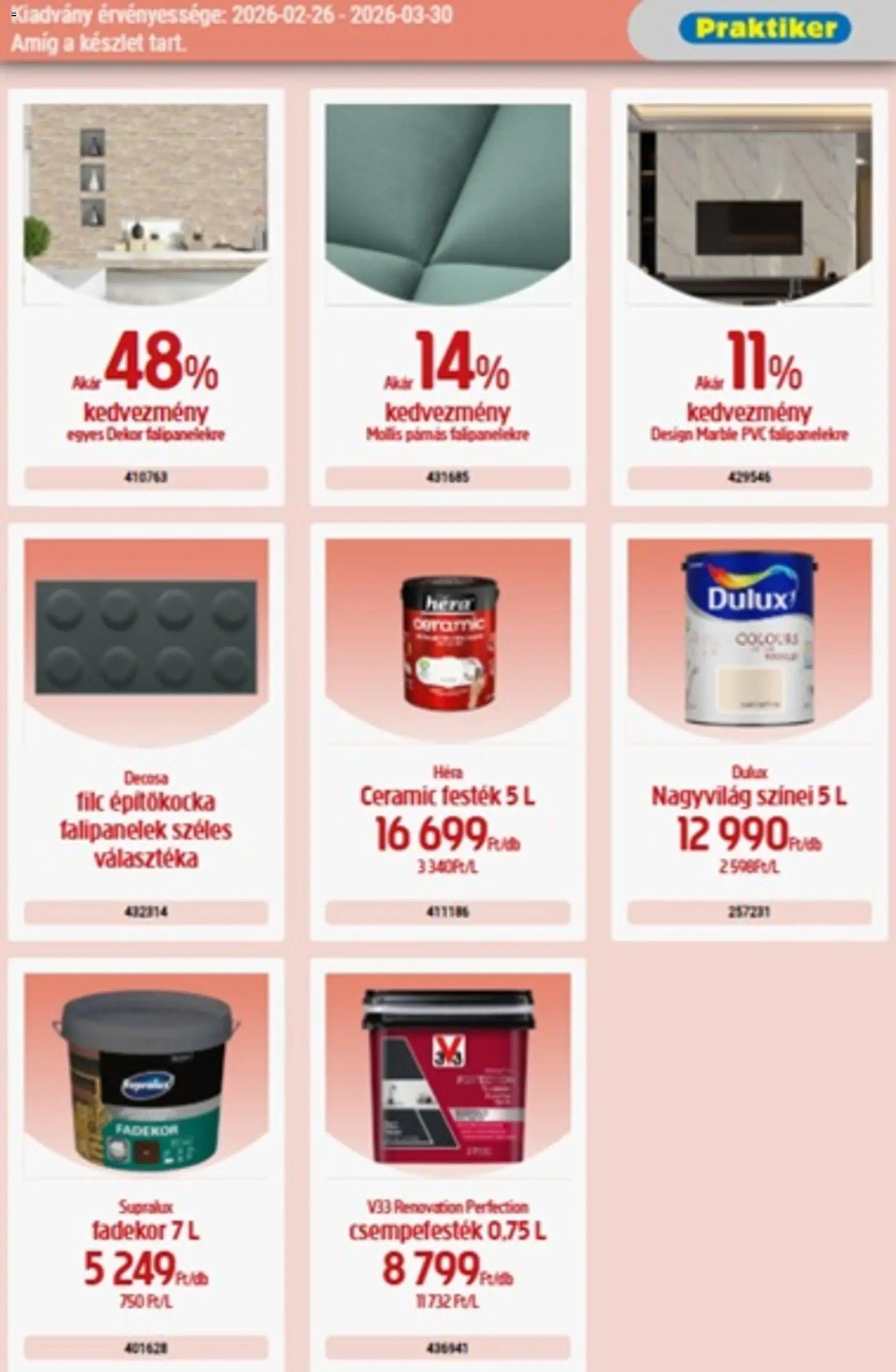 Praktiker újság 2026.02.26. Praktiker akciós újság (2026-02-26 - 2026-03-30)