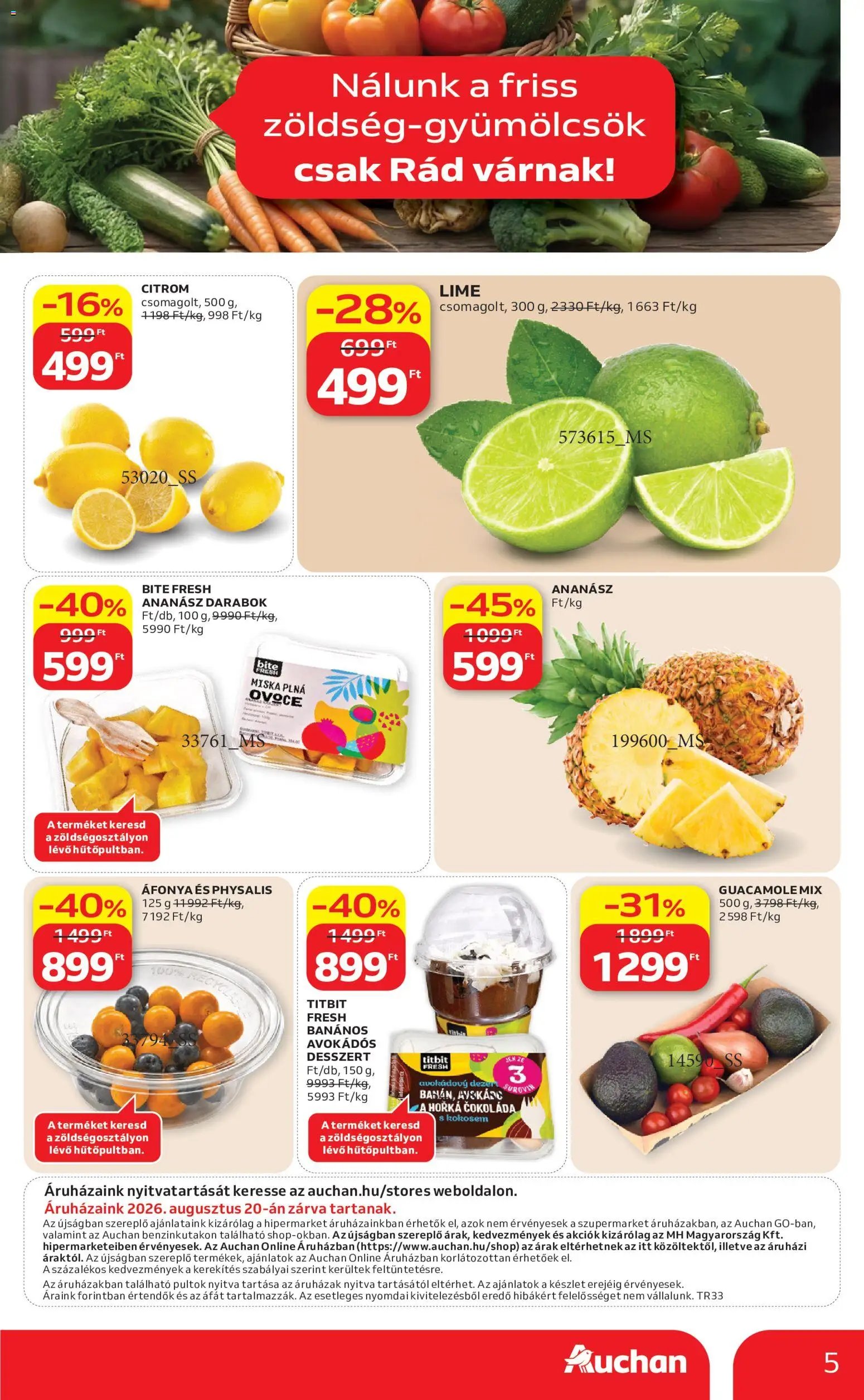 Auchan újság 2026.08.13. Auchan Zöldség Gyümölcs ajánlatok