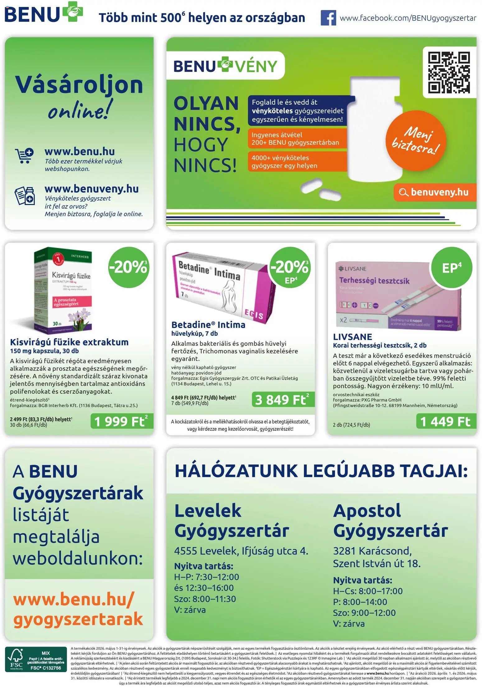 BENU Gyógyszertárak újság 2026.05.01. BENU Gyógyszertárak akciós újság (2026-05-01 - 2026-05-31)