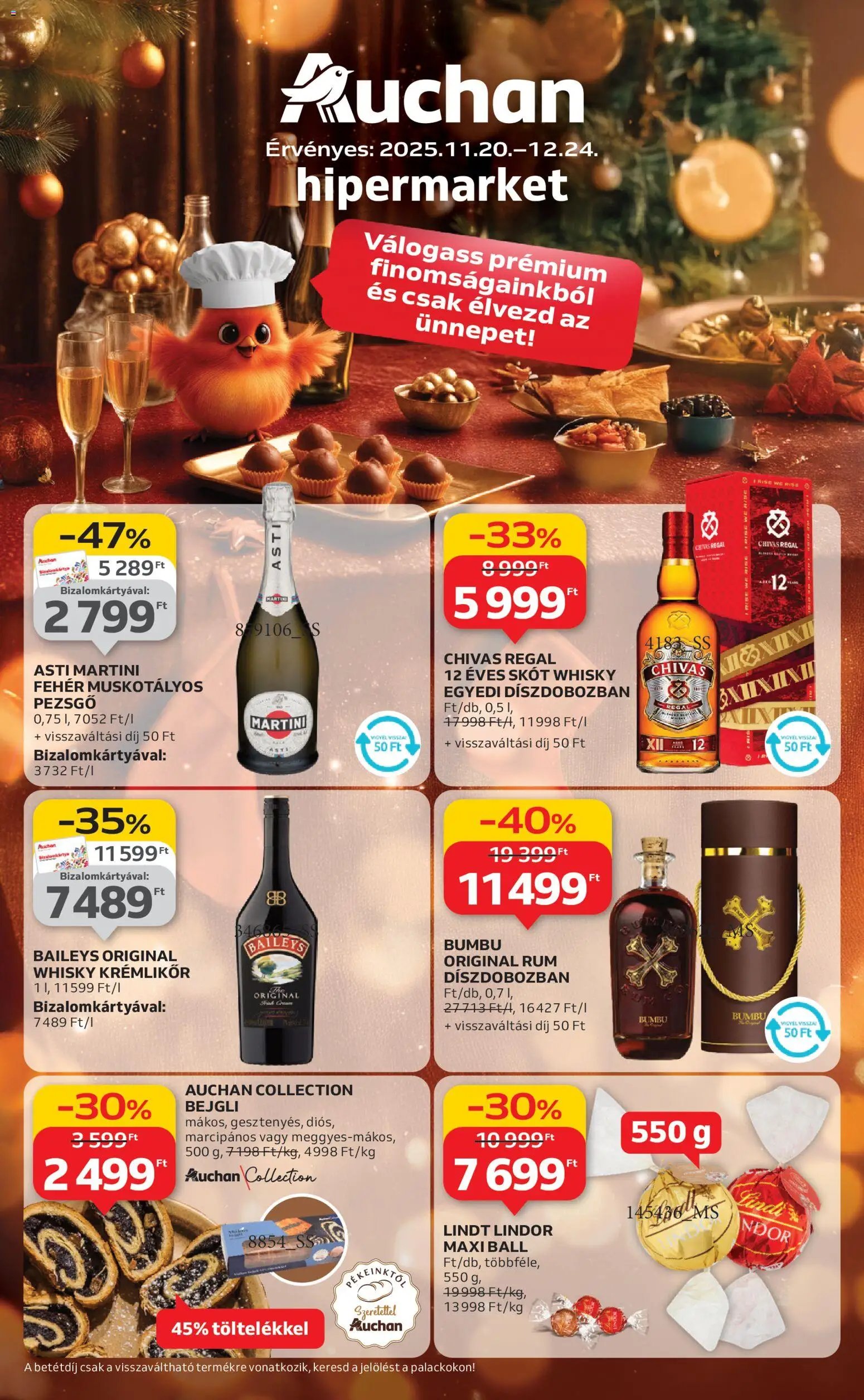 Auchan újság 2025.11.20. Karácsonyi prémium élelmiszer hipermarket ajánlataink (2025-11-20 - 2025-12-24)