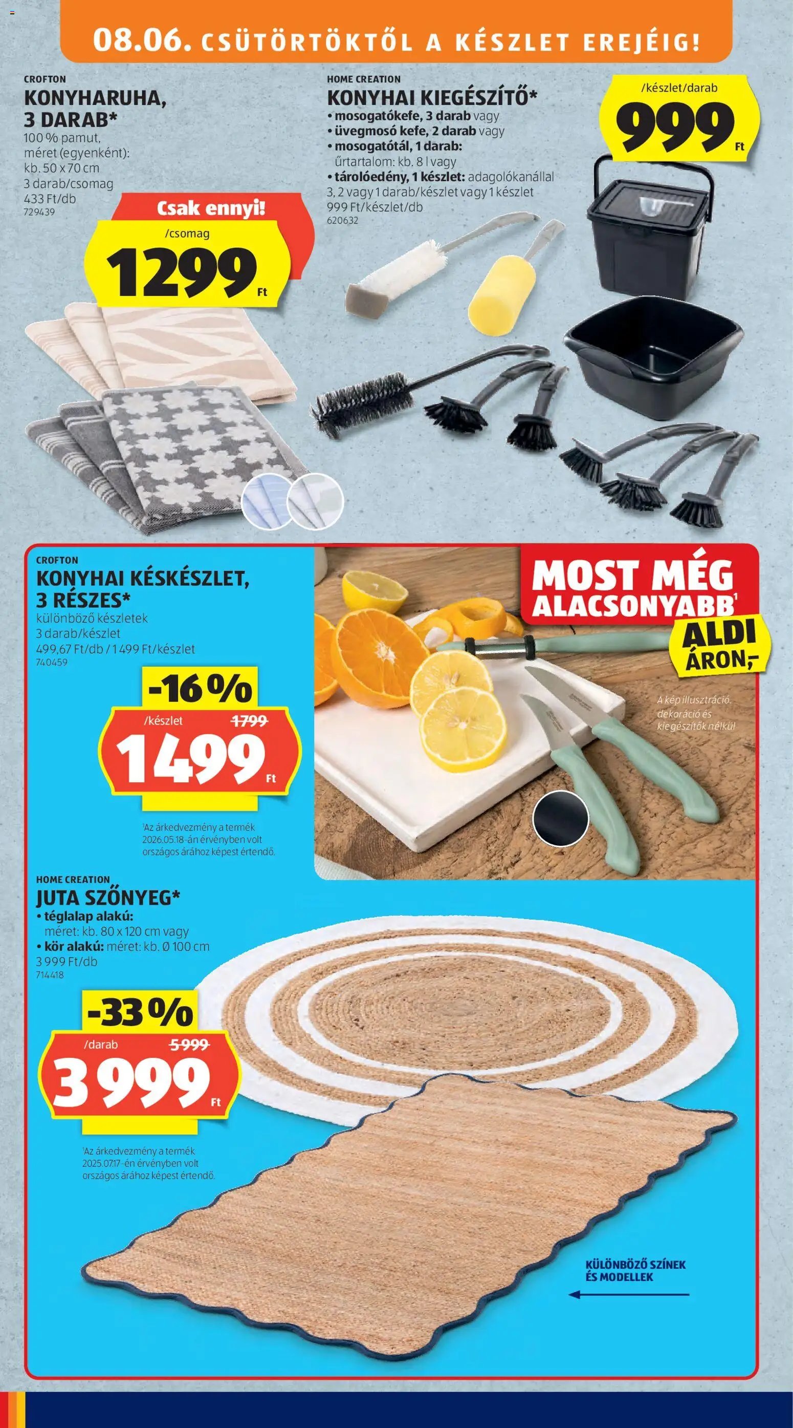 Aldi újság 2026.08.06. Aldi Középső sor termékei