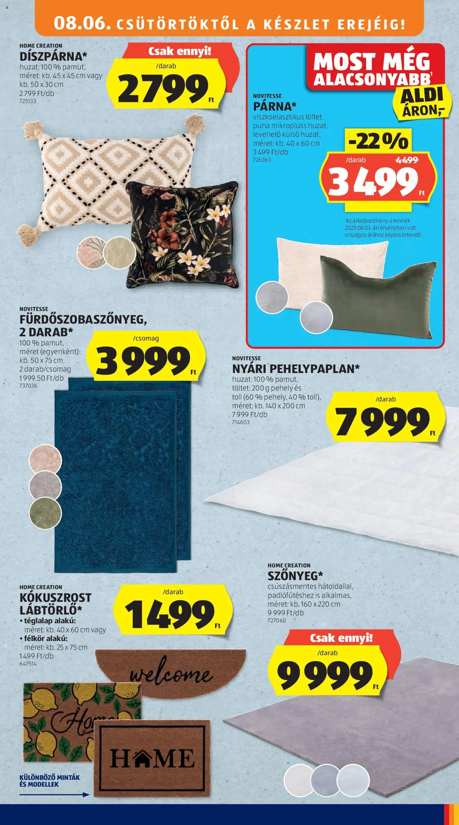 Aldi újság 2026.08.06. Aldi Középső sor termékei