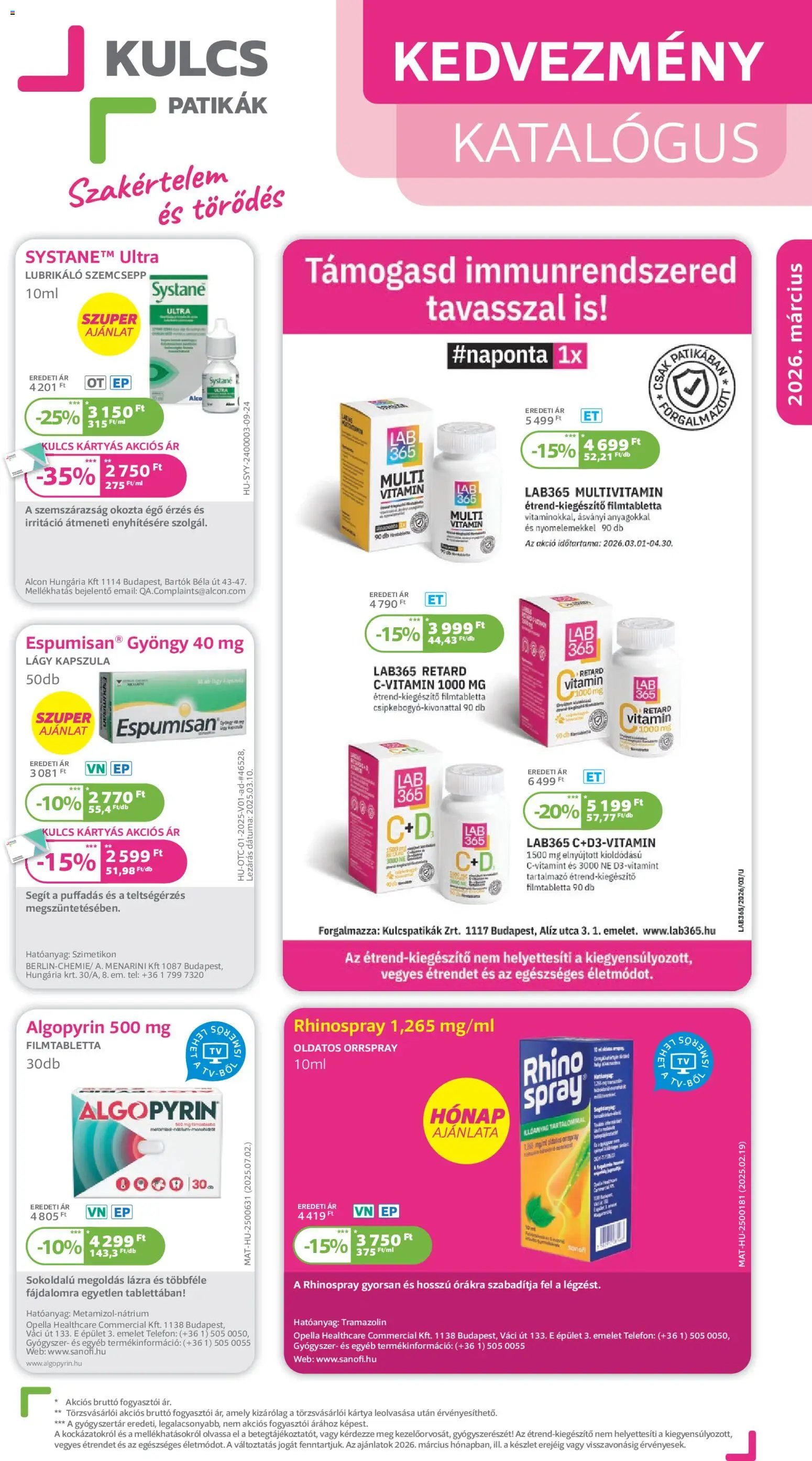 Kulcs Patika újság 2026.03.01. Kulcs Patika akciós újság (2026-03-01 - 2026-03-31)